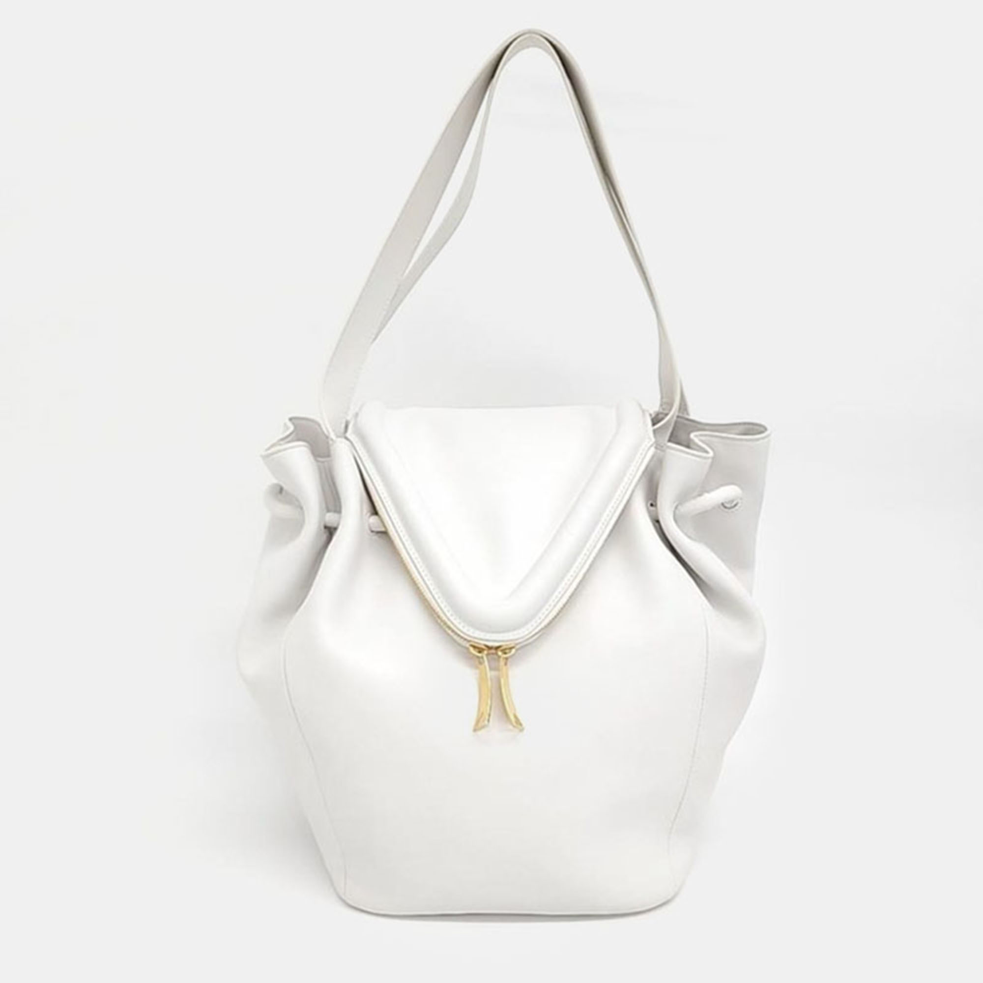 Bottega Veneta White Leather Beak Tote Bag