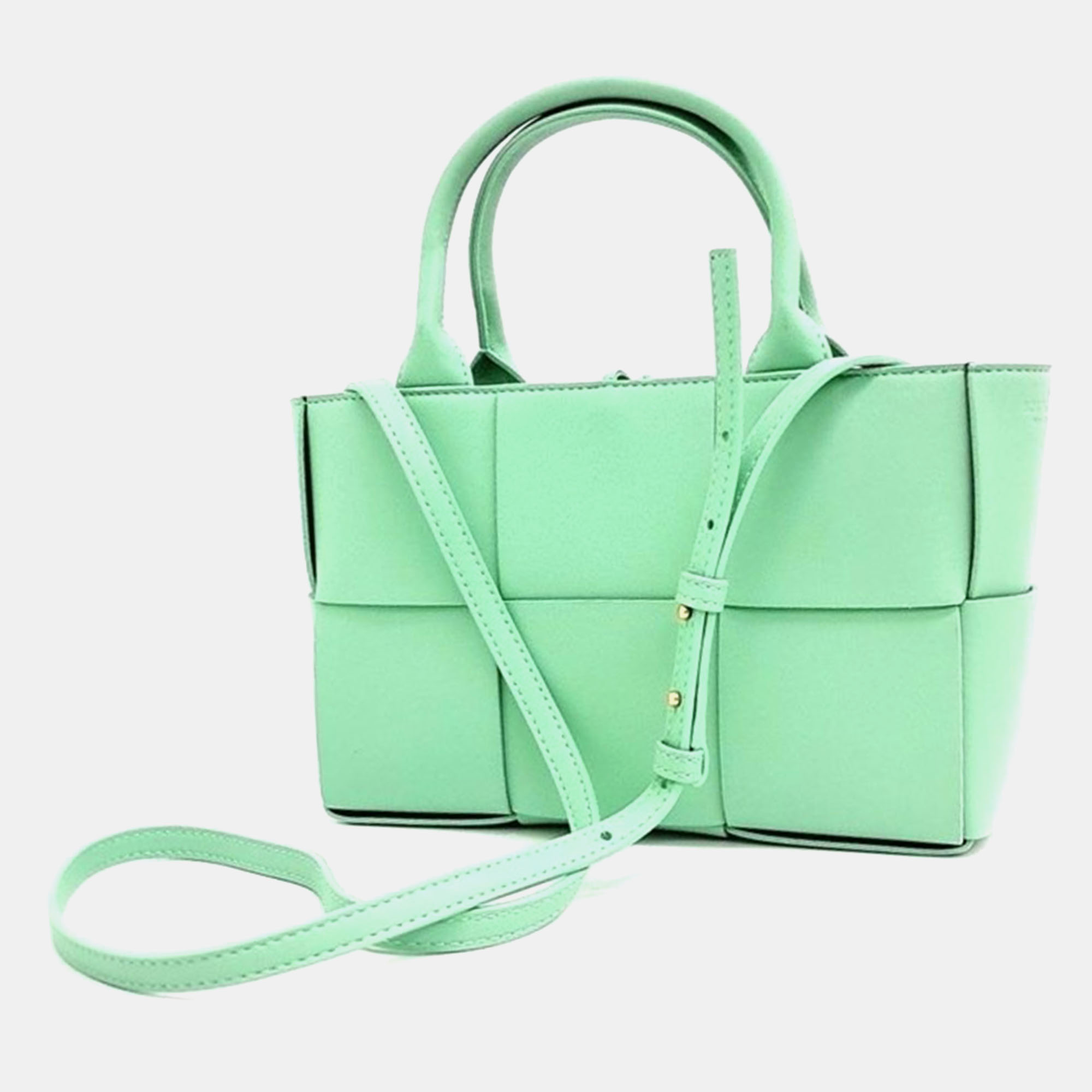 Bottega Veneta Green Leather Arco Mini Tote Bag