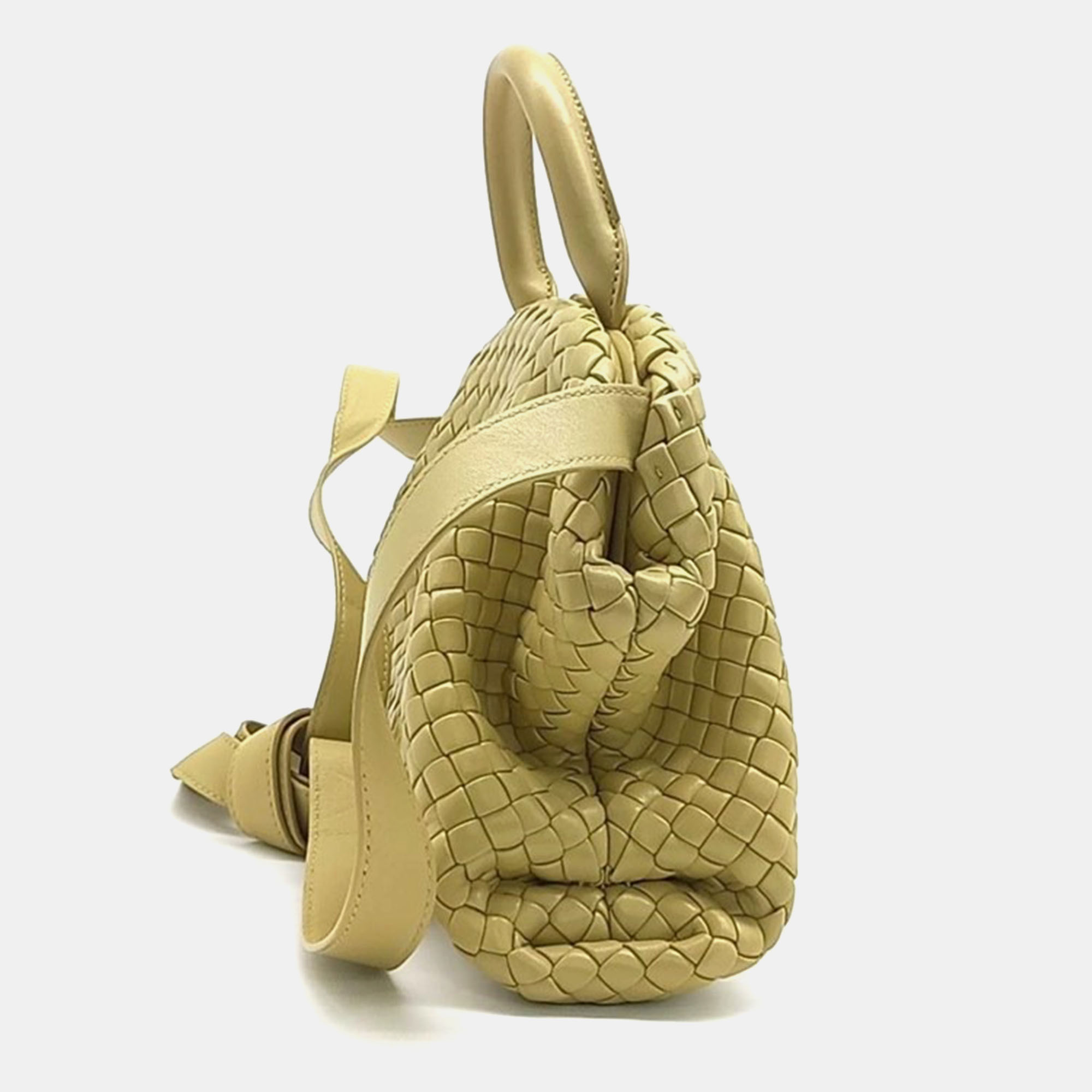 Bottega Veneta Beige Intrecciato Leather Small Top Handle Bag