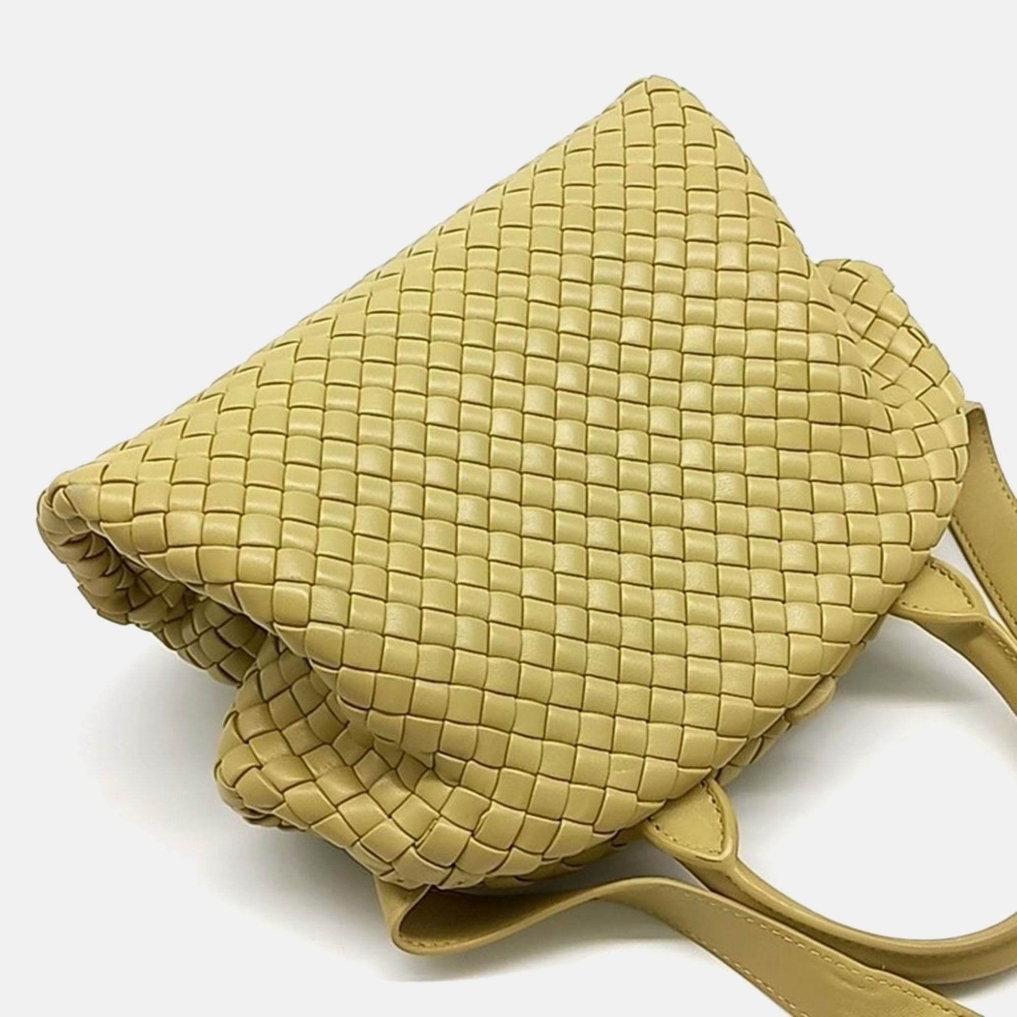 Bottega Veneta Beige Intrecciato Leather Small Top Handle Bag