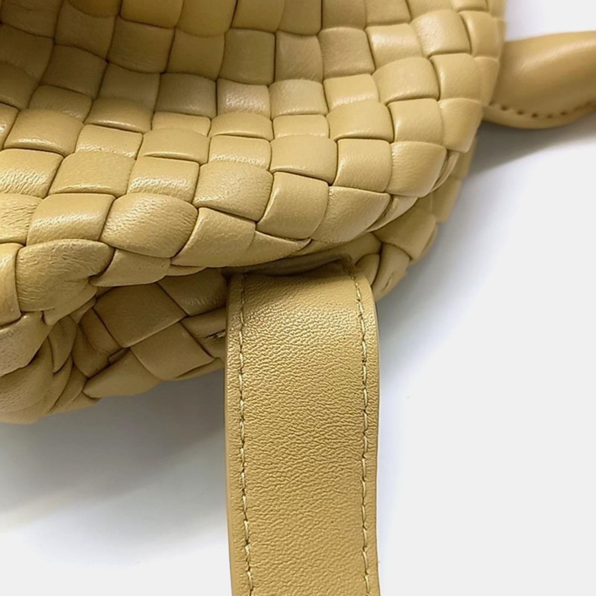 Bottega Veneta Beige Intrecciato Leather Small Top Handle Bag