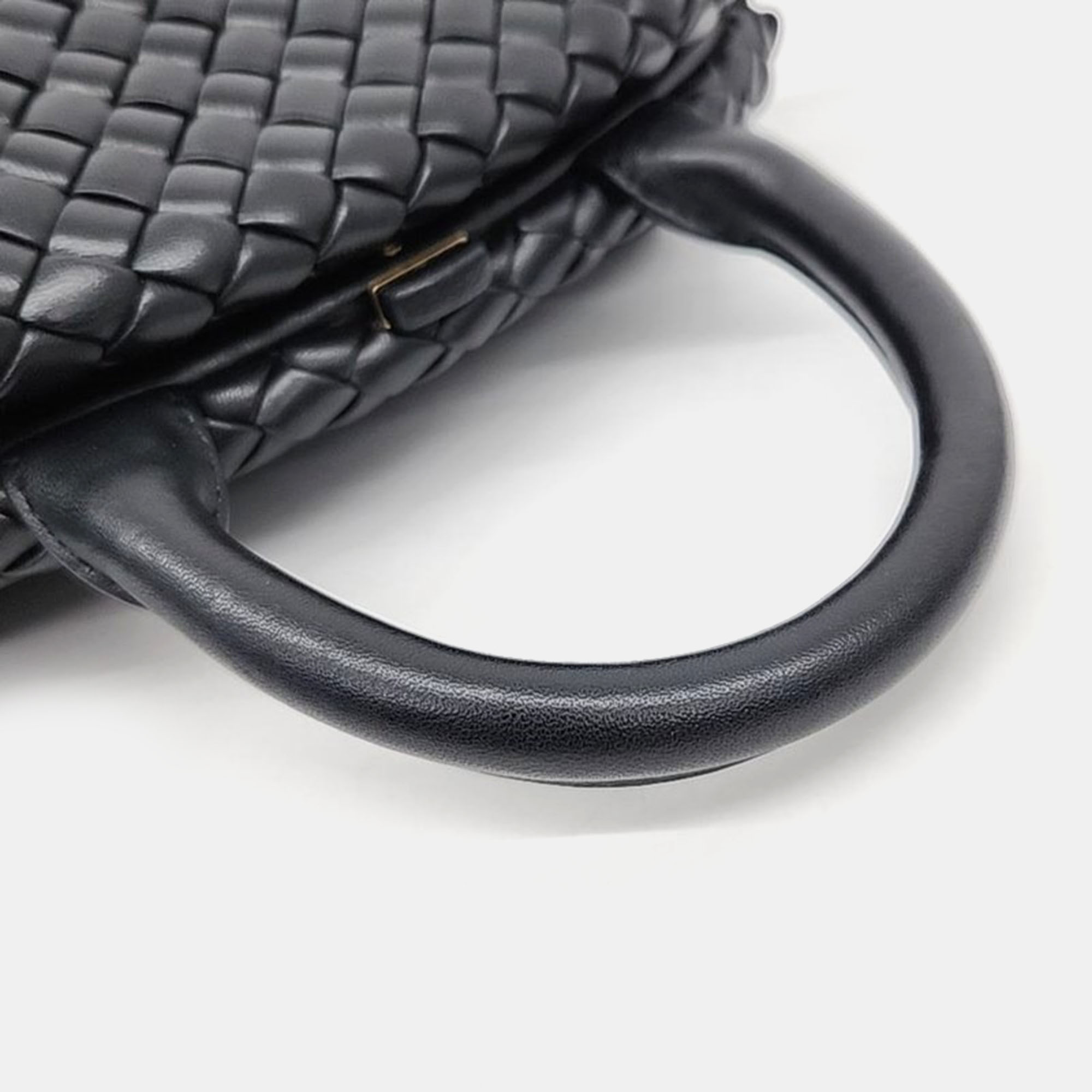 Bottega Veneta Black Leather Small Top Handle Bag