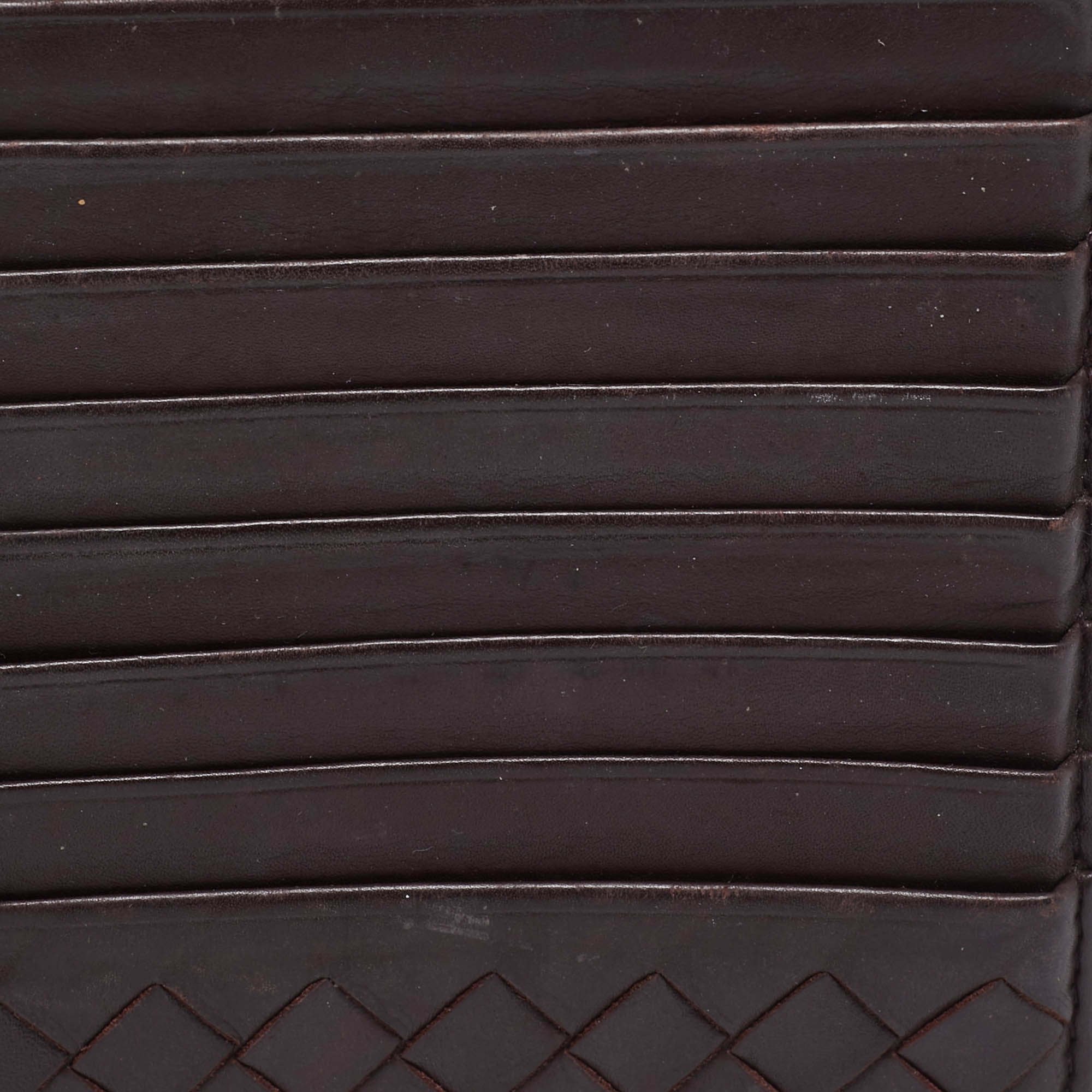 Bottega Veneta Dark Burgundy Intrecciato Leather Zip Card Holder