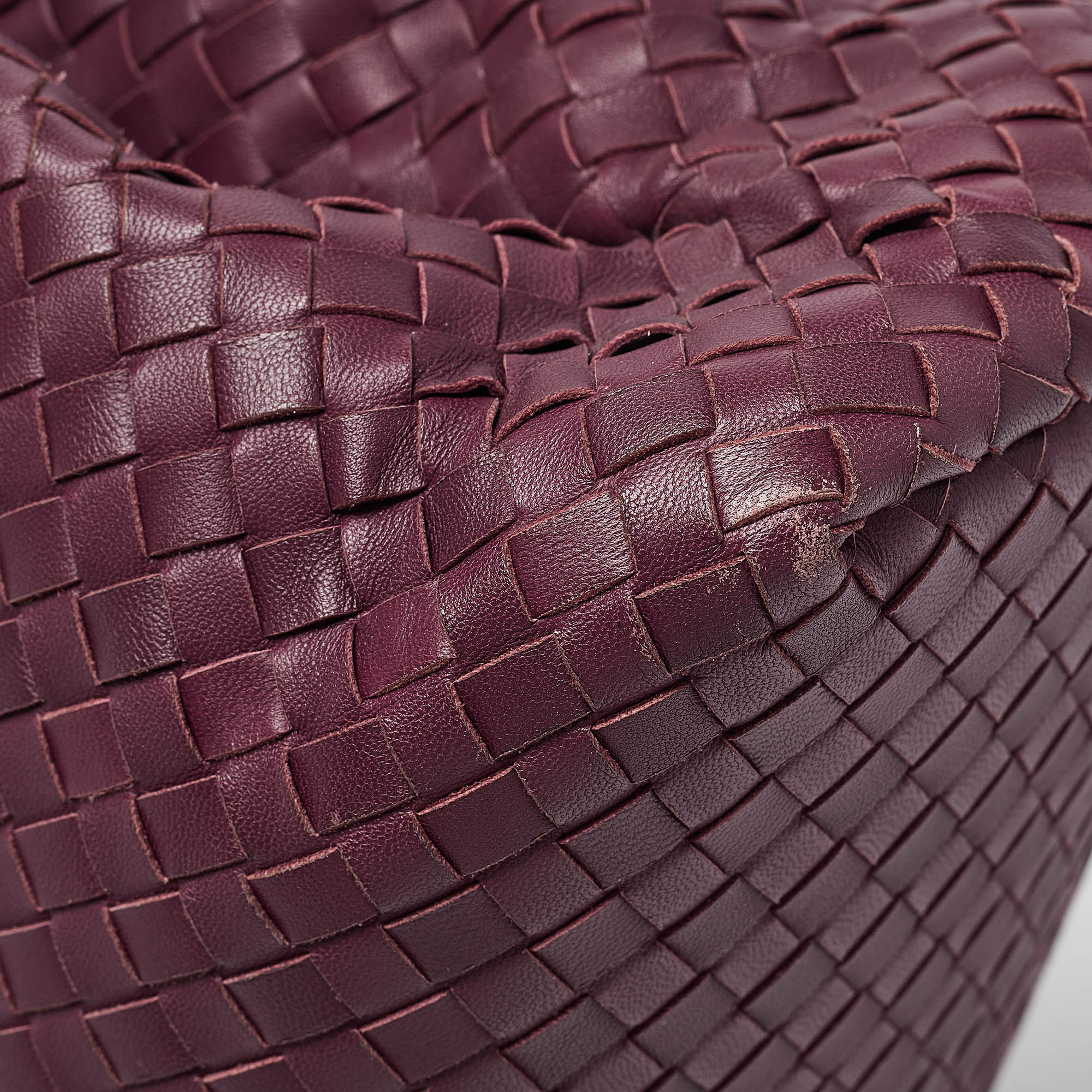 Bottega Veneta Plum Intrecciato Leather Medium Roma Tote