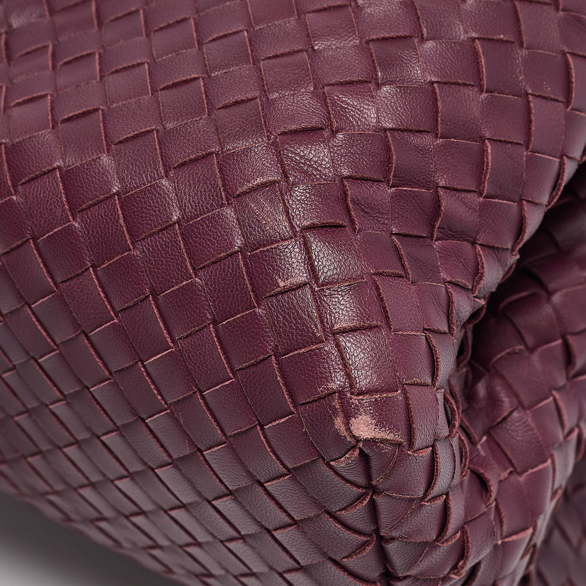 Bottega Veneta Plum Intrecciato Leather Medium Roma Tote