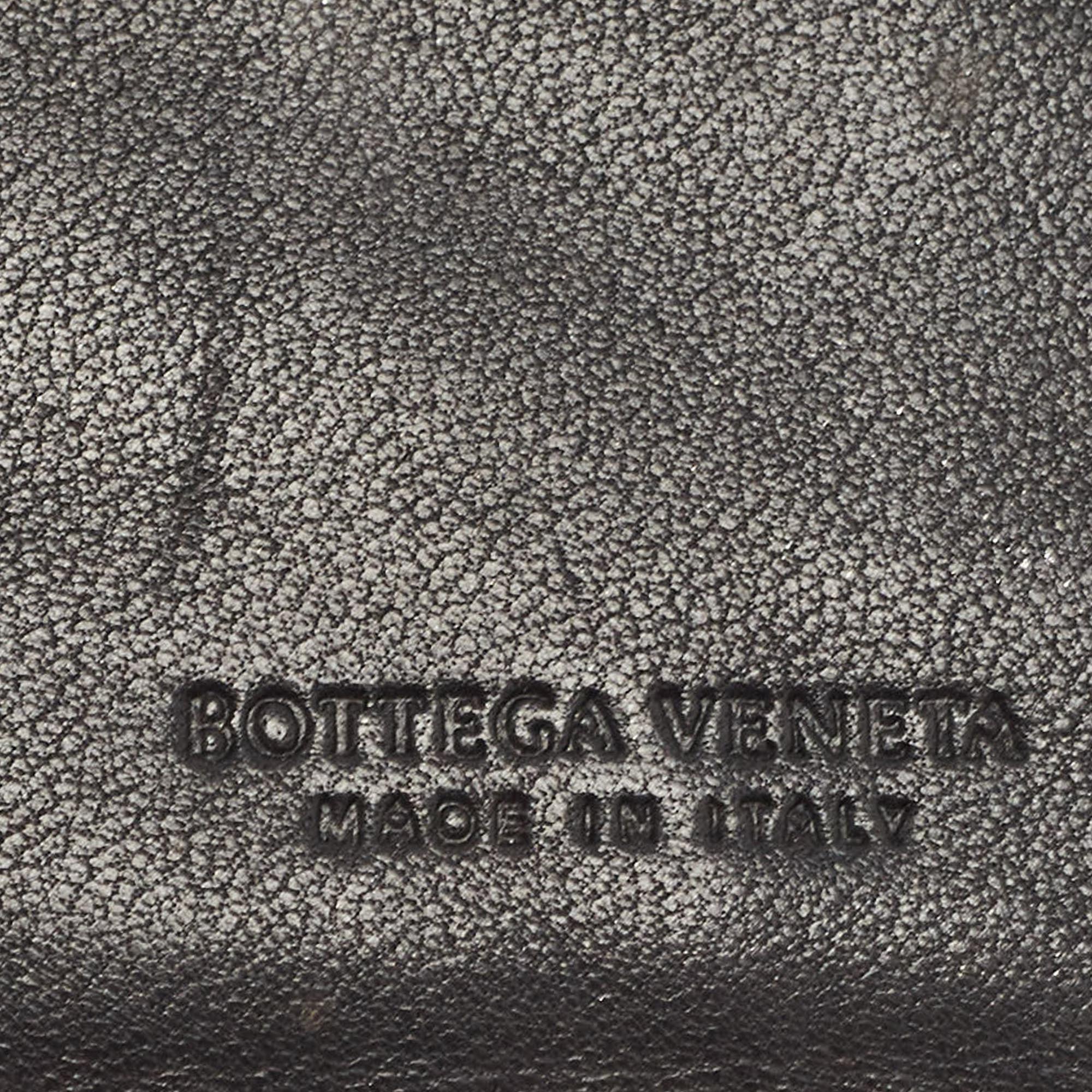 Bottega Veneta Black Intrecciato Leather French Flap Wallet