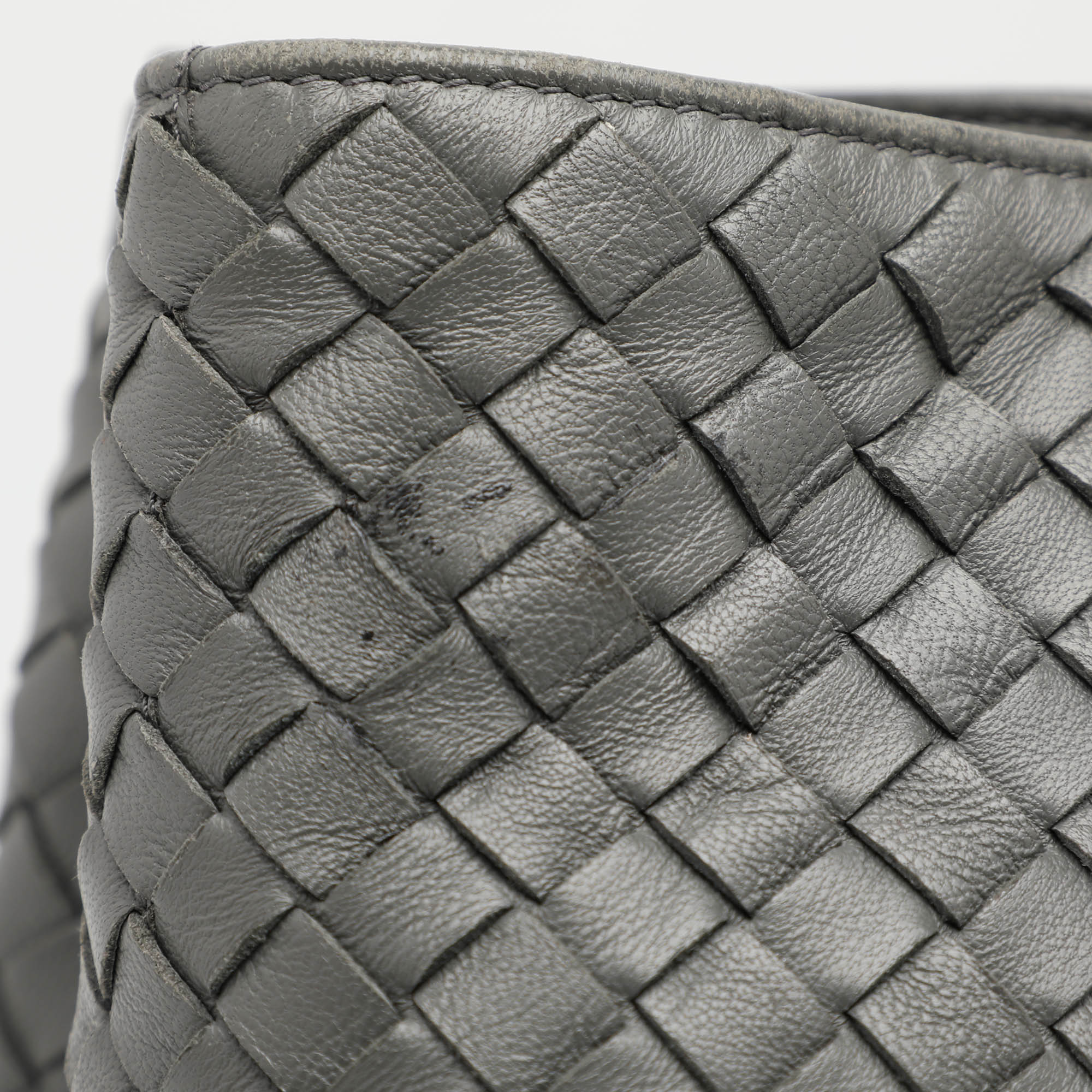 Bottega Veneta Grey Intrecciato Leather Chain Tote