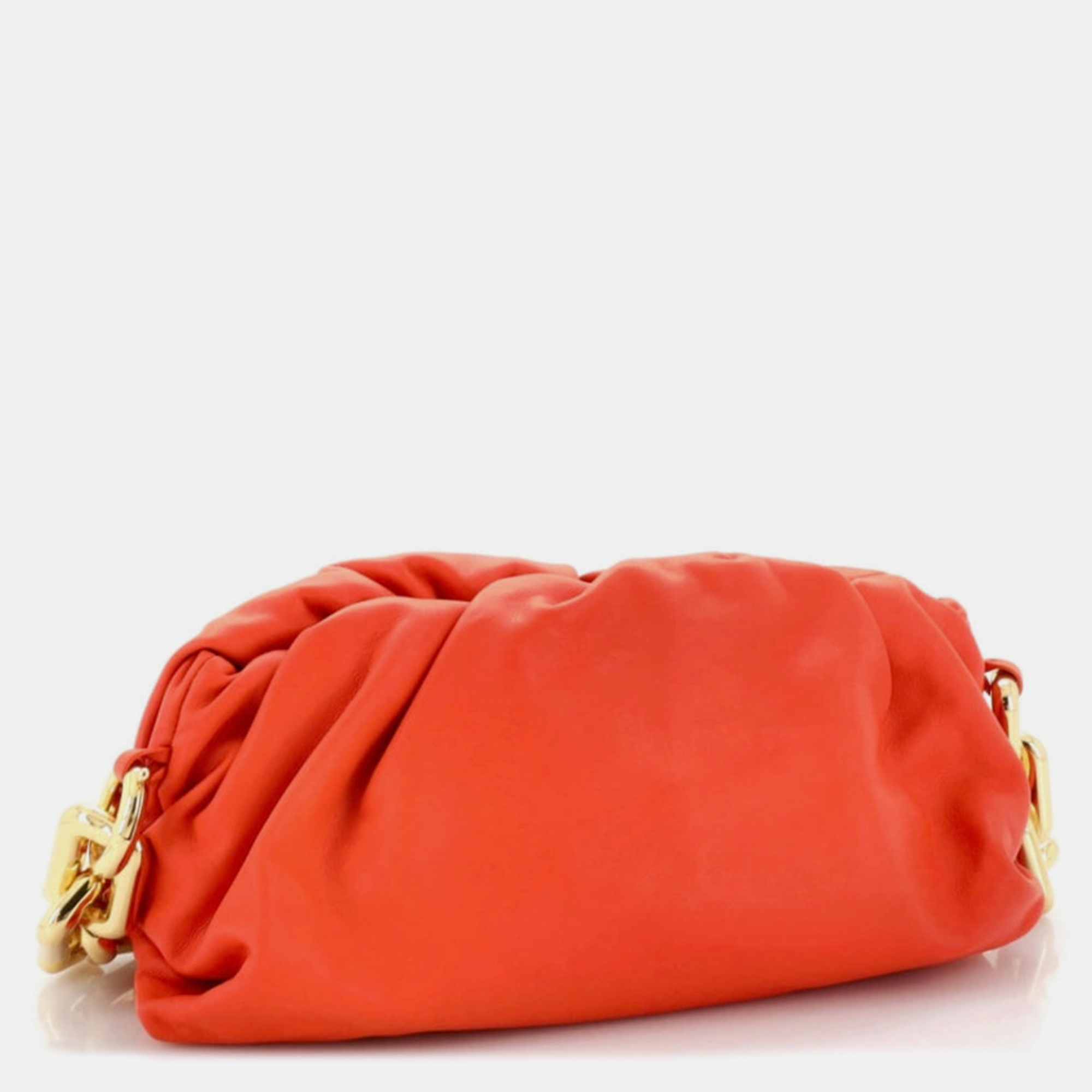 Bottega Veneta Orange Chain Pouch With Gold Chain