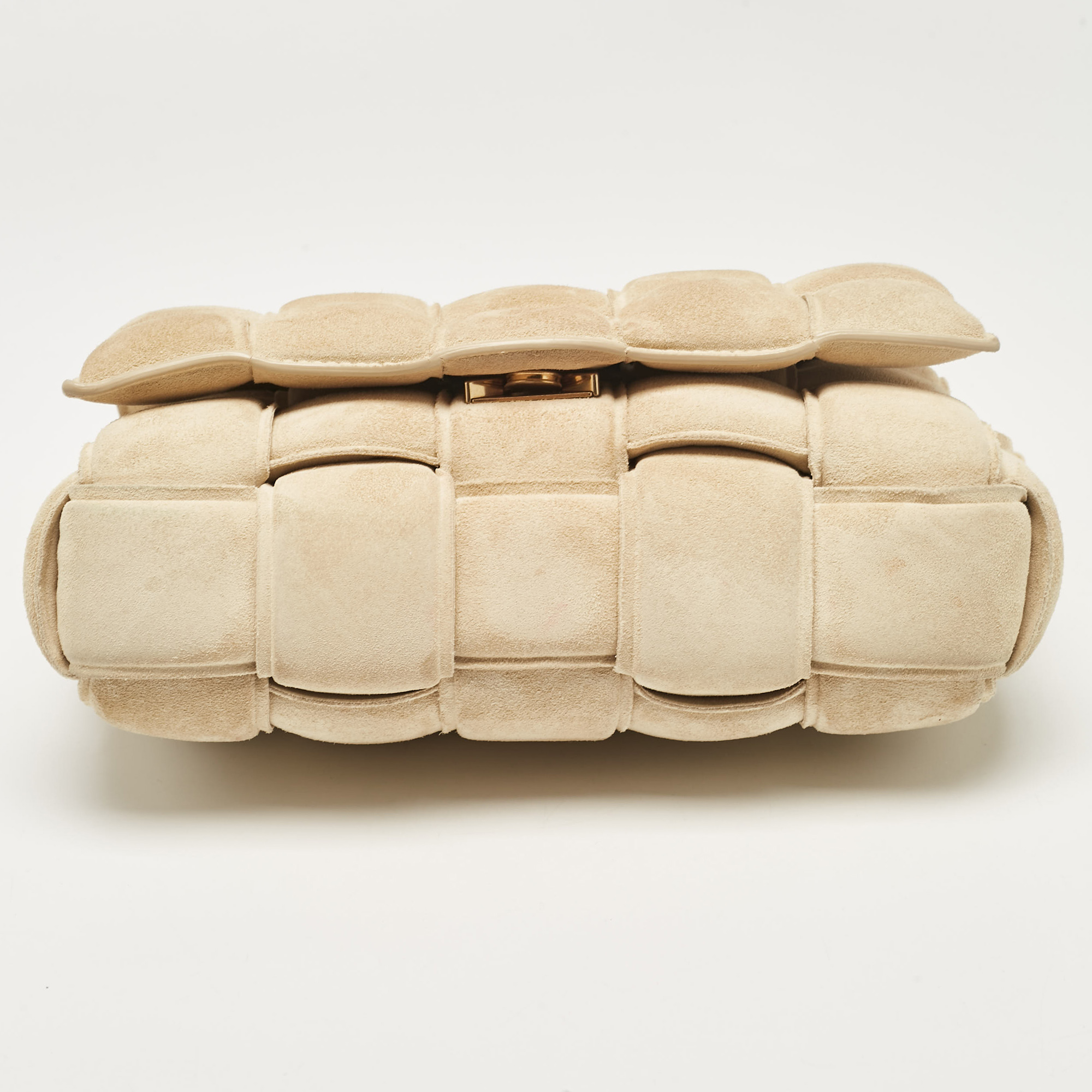 Bottega Veneta Beige Suede Padded Cassette Shoulder Bag