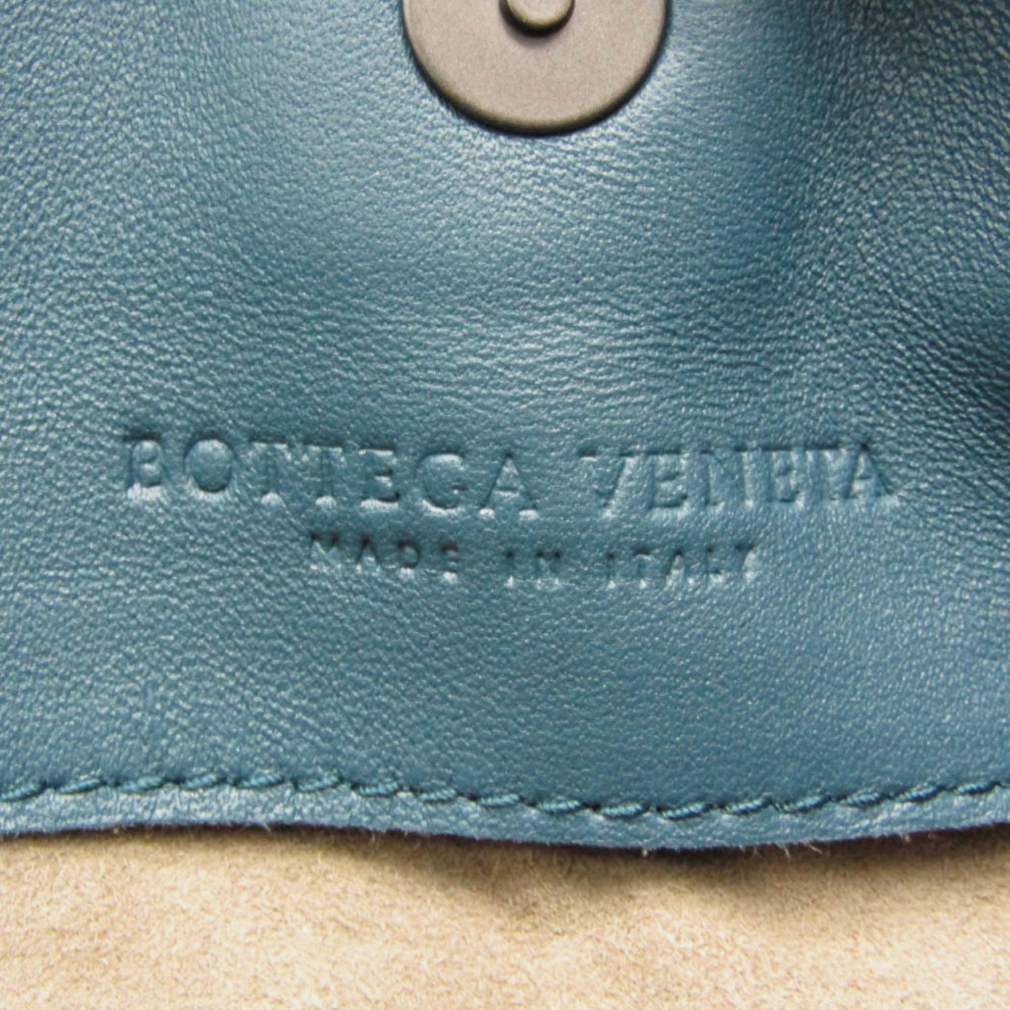 Bottega Veneta Dark Green Intrecciato Leather Chain Tote Bag