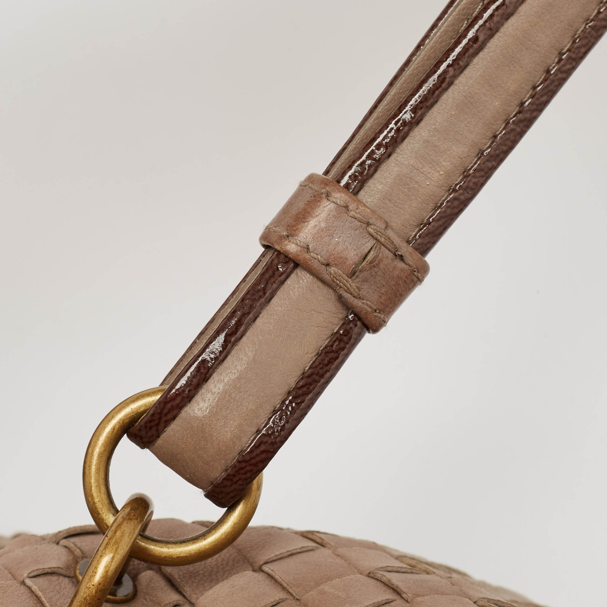 Bottega Veneta Beige Intrecciato Leather Boston Bag