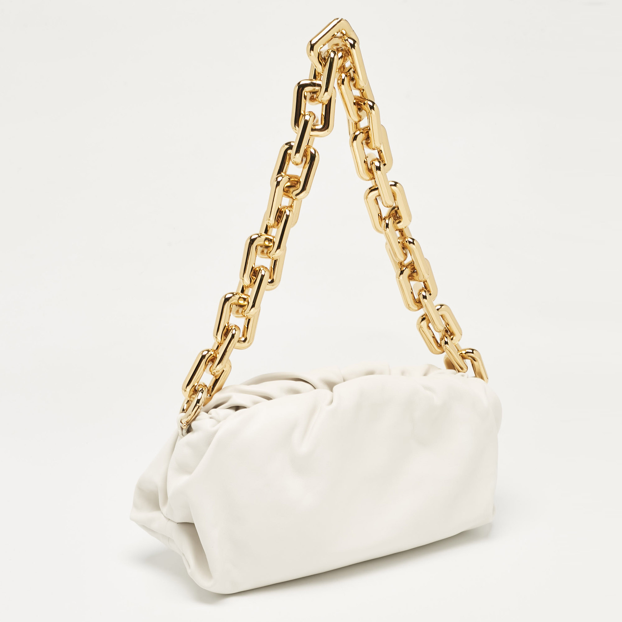 Bottega Veneta White Leather The Chain Pouch Bag