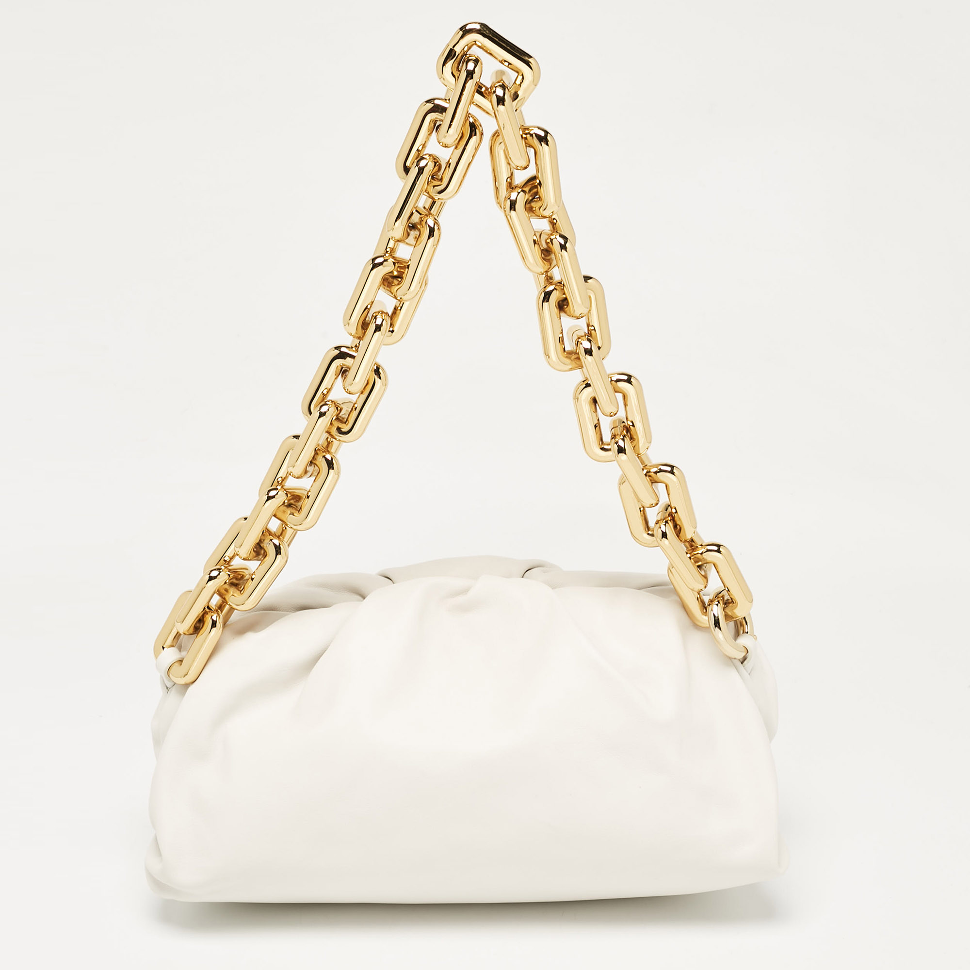 Bottega Veneta White Leather The Chain Pouch Bag