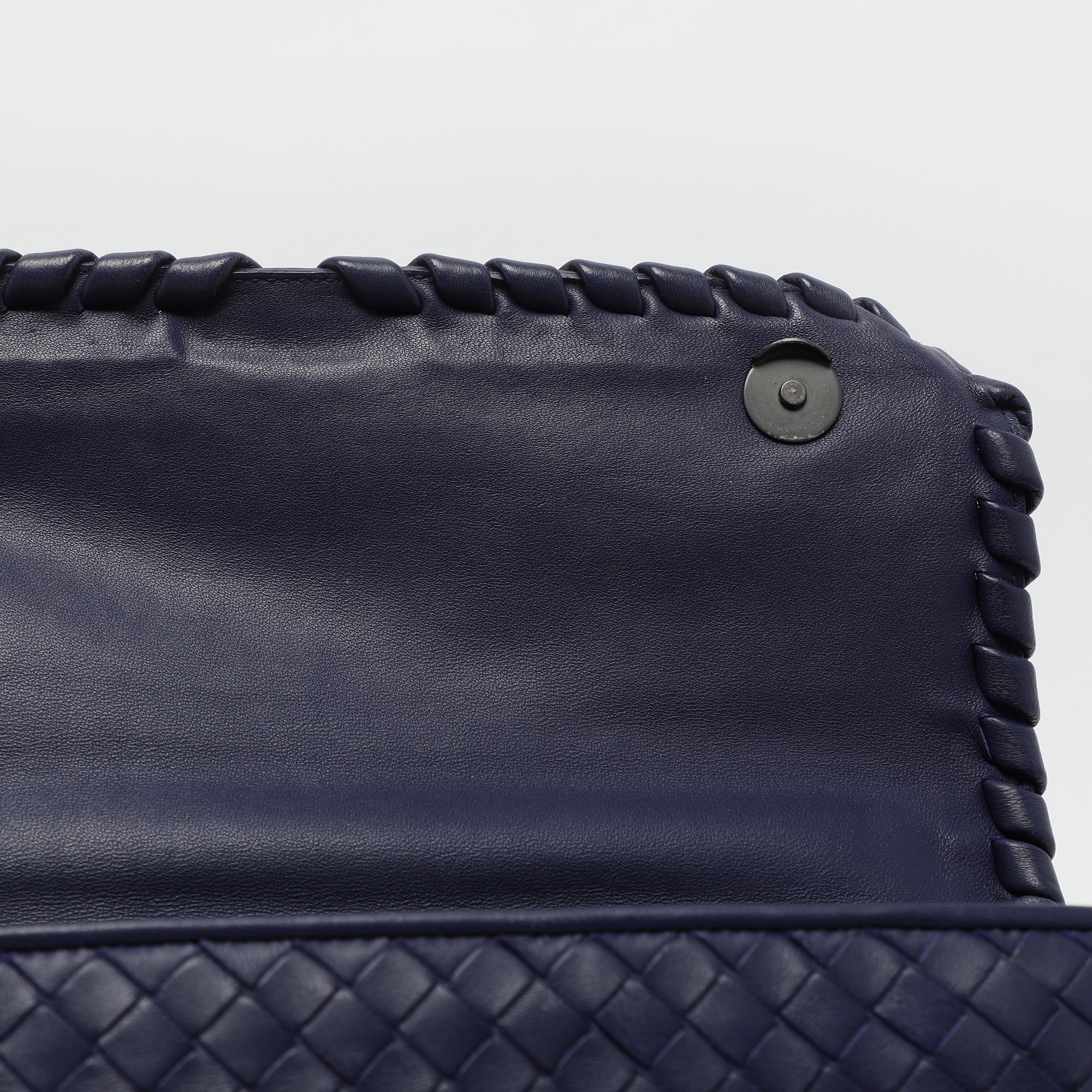 Bottega Veneta Blue Intrecciato Leather Medium Olimpia Shoulder Bag