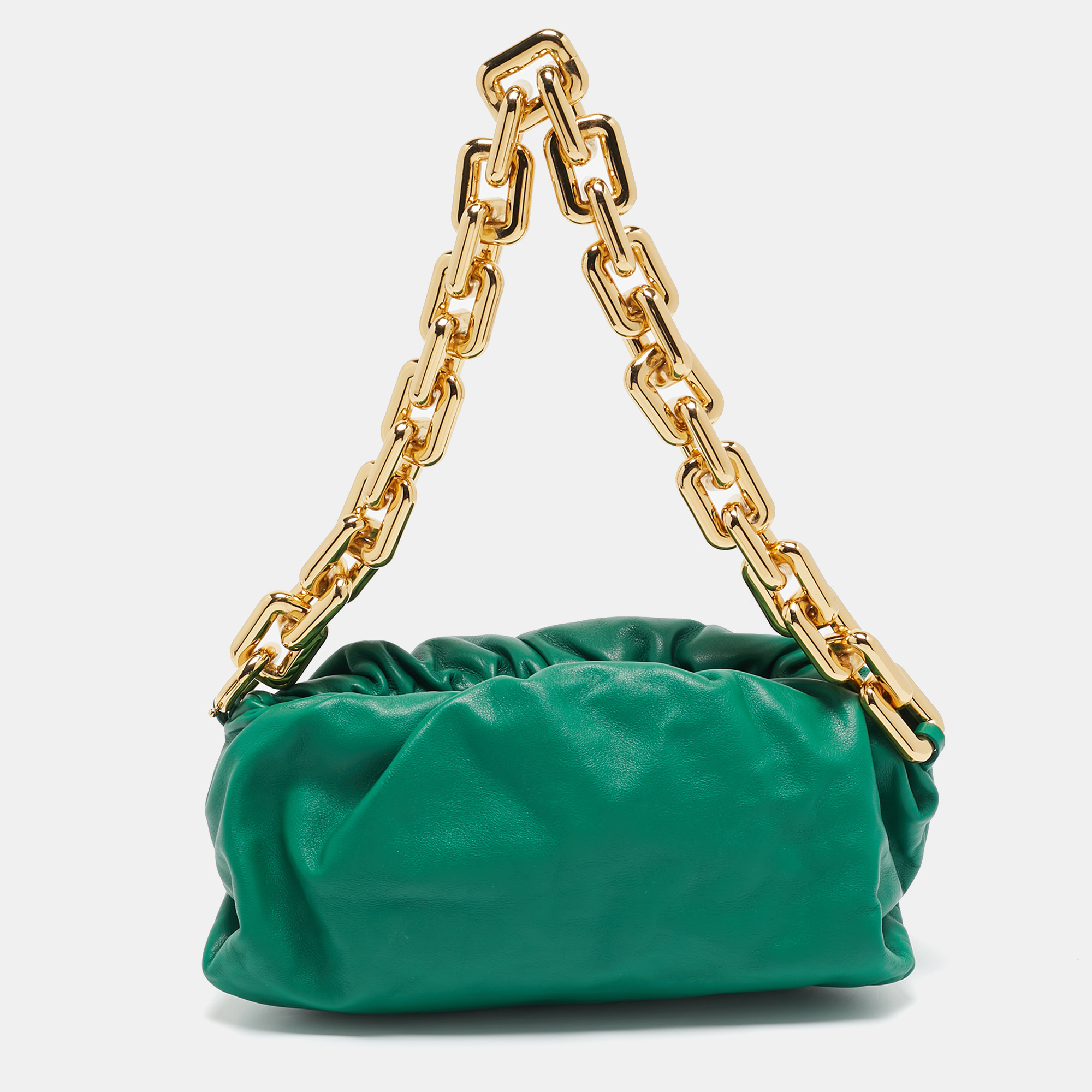 Bottega Veneta Green Leather The Chain Pouch Bag