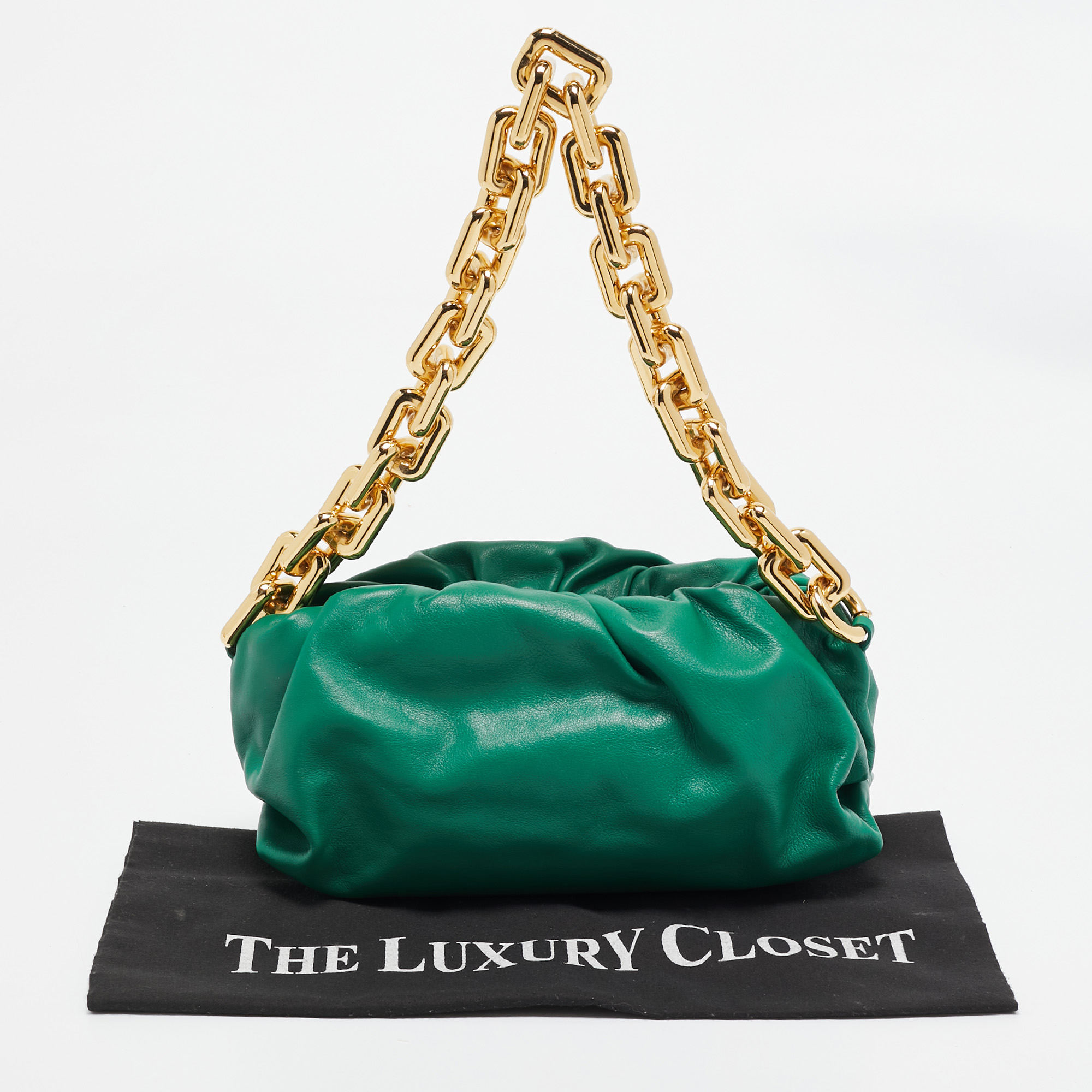 Bottega Veneta Green Leather The Chain Pouch Bag