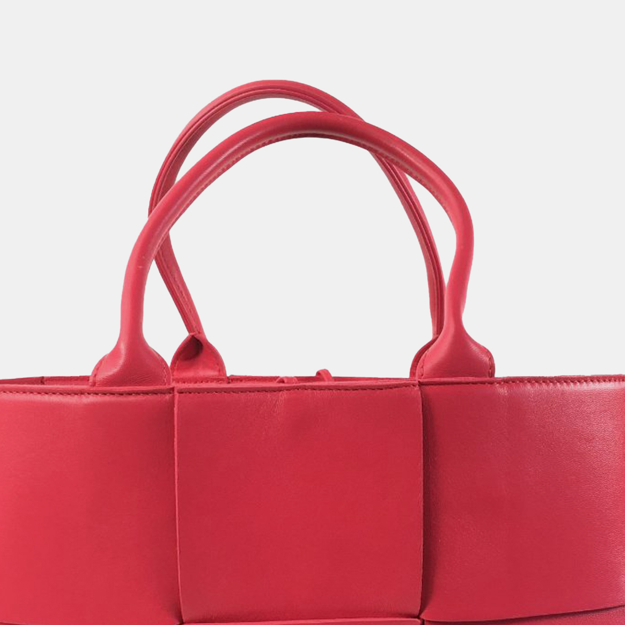 Bottega Veneta Red Intrecciato Lambskin Arco Small Tote Bag