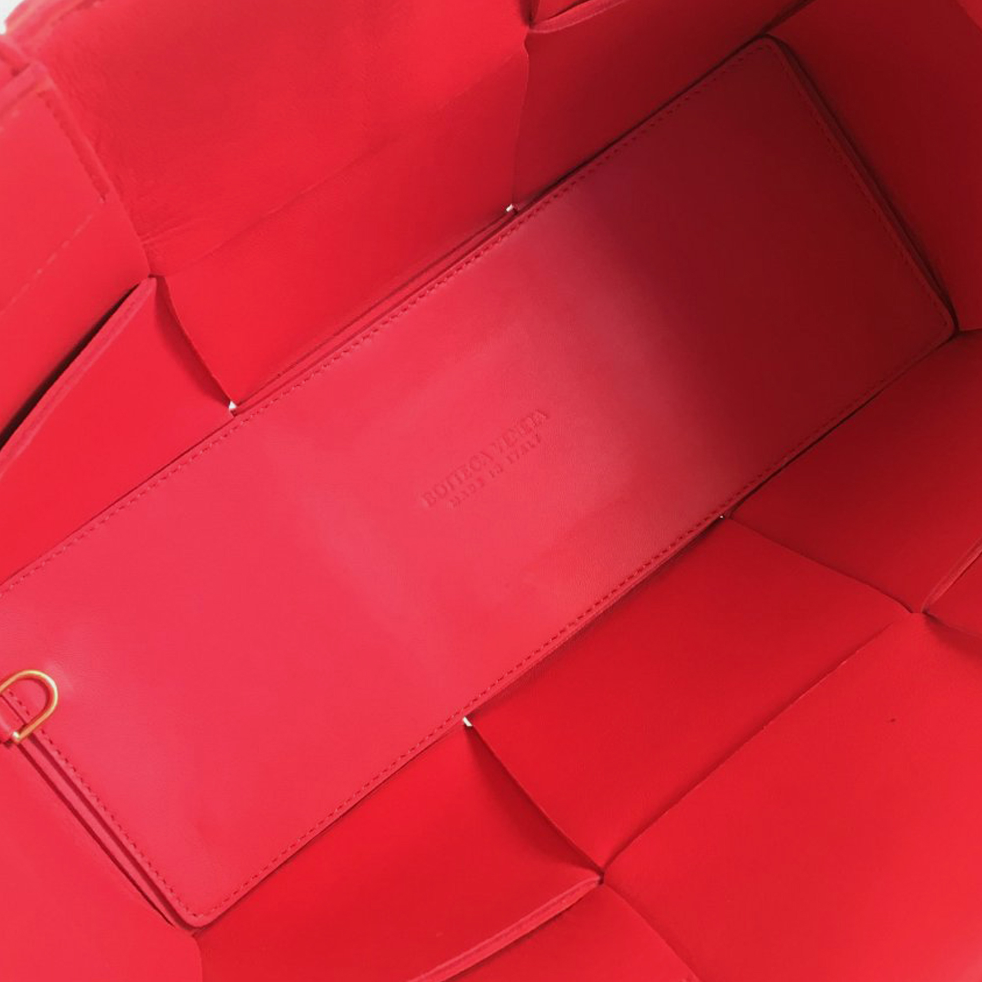 Bottega Veneta Red Intrecciato Lambskin Arco Small Tote Bag