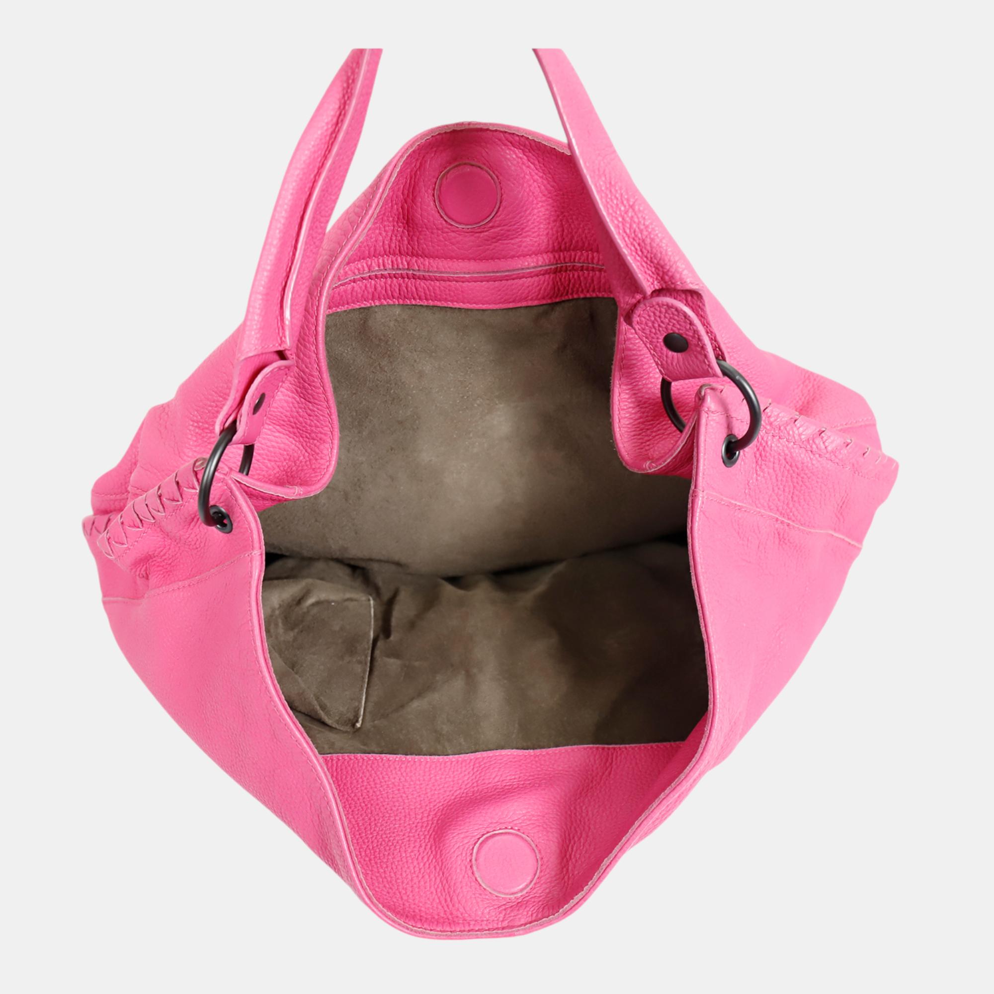 Bottega Veneta Pink Leather Large Hobo Bag