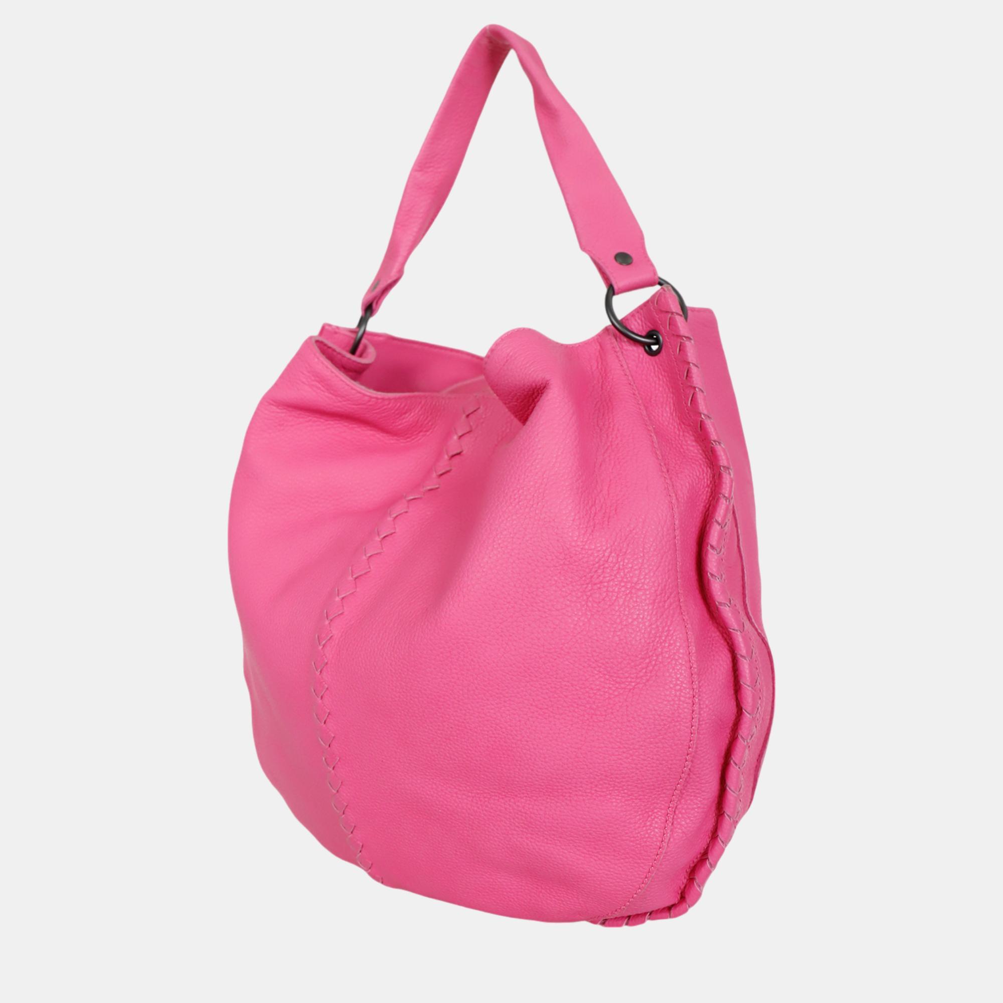 Bottega Veneta Pink Leather Large Hobo Bag