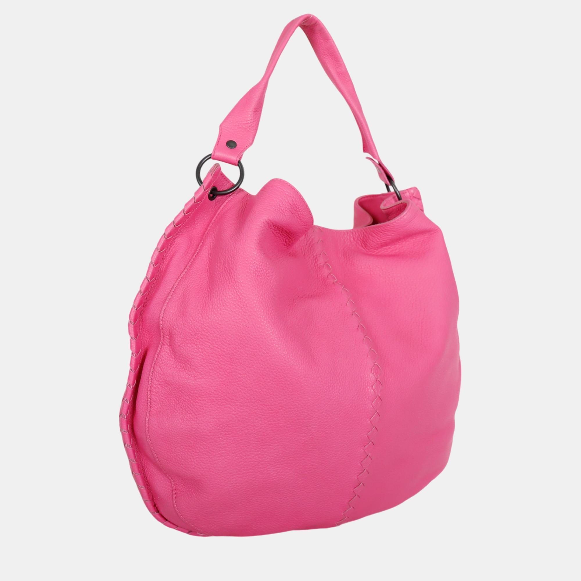 Bottega Veneta Pink Leather Large Hobo Bag