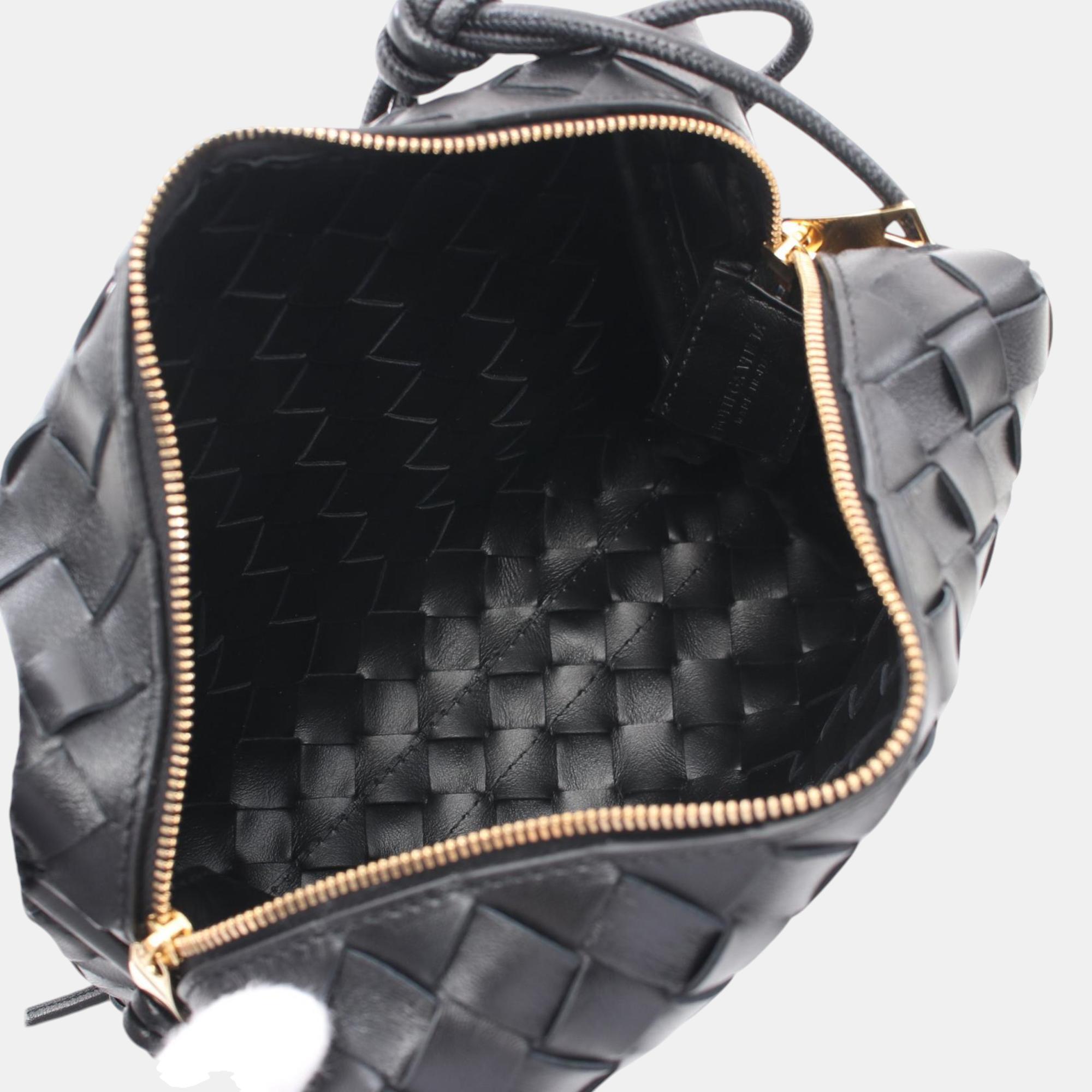 Bottega Veneta Intrecciato Small Camera Leather Black Bag