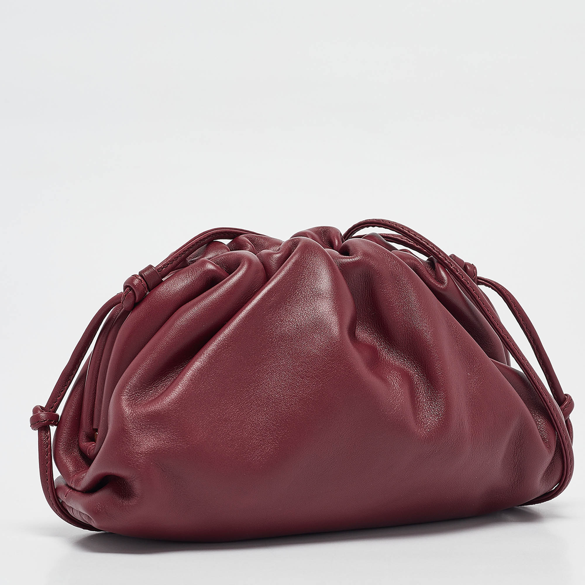 Bottega Veneta Burgundy Leather Mini The Pouch Bag