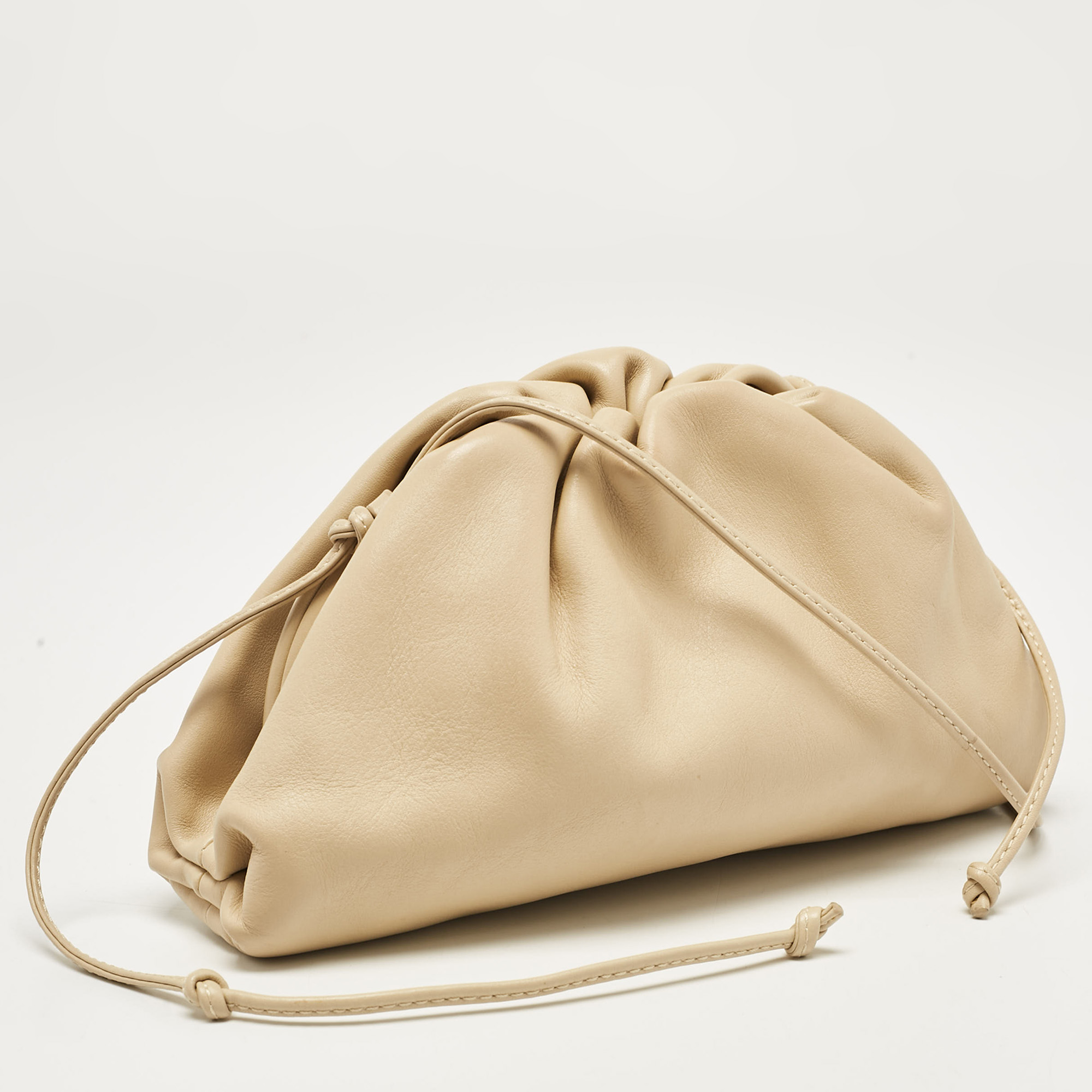 Bottega Veneta Cream Leather Mini The Pouch Bag