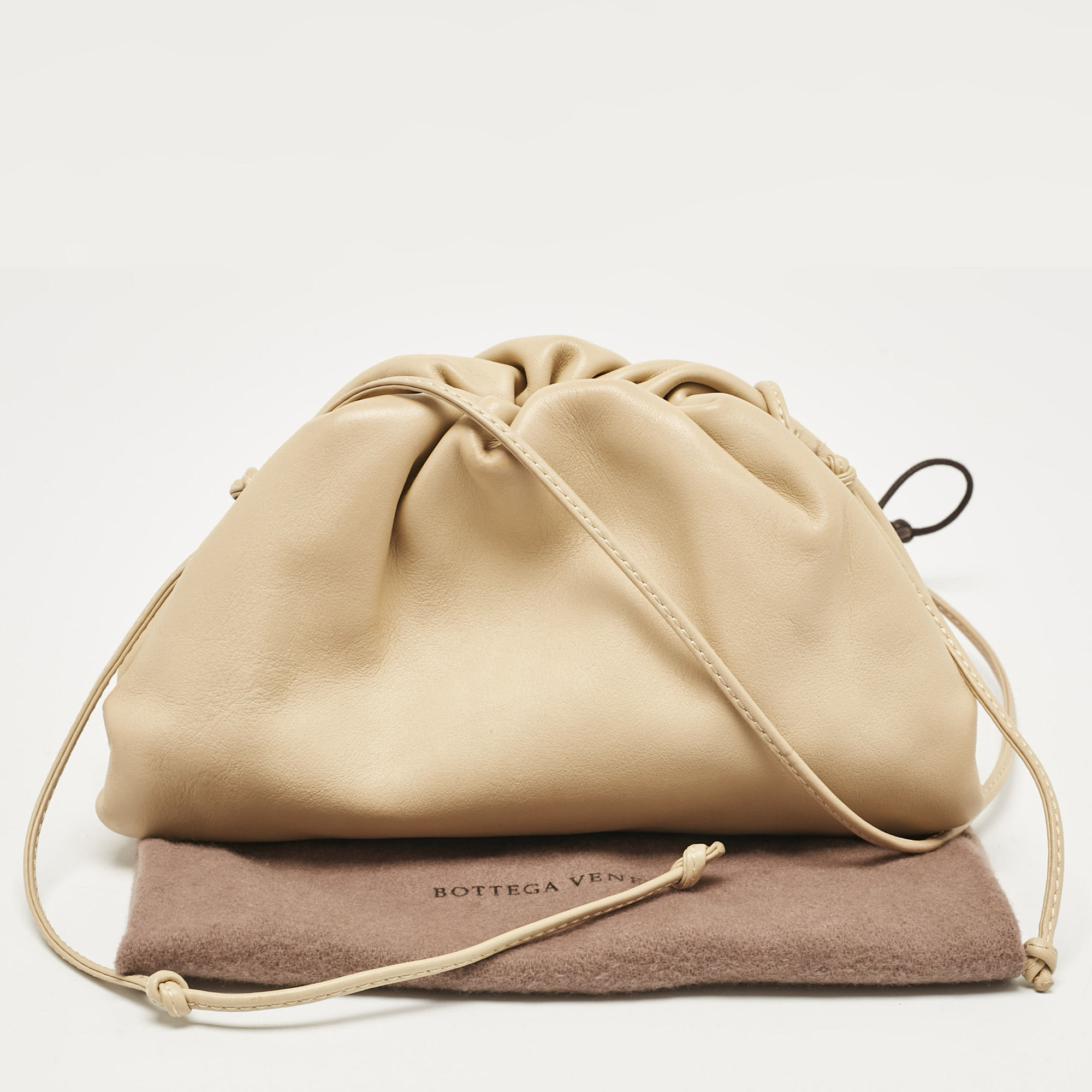 Bottega Veneta Cream Leather Mini The Pouch Bag