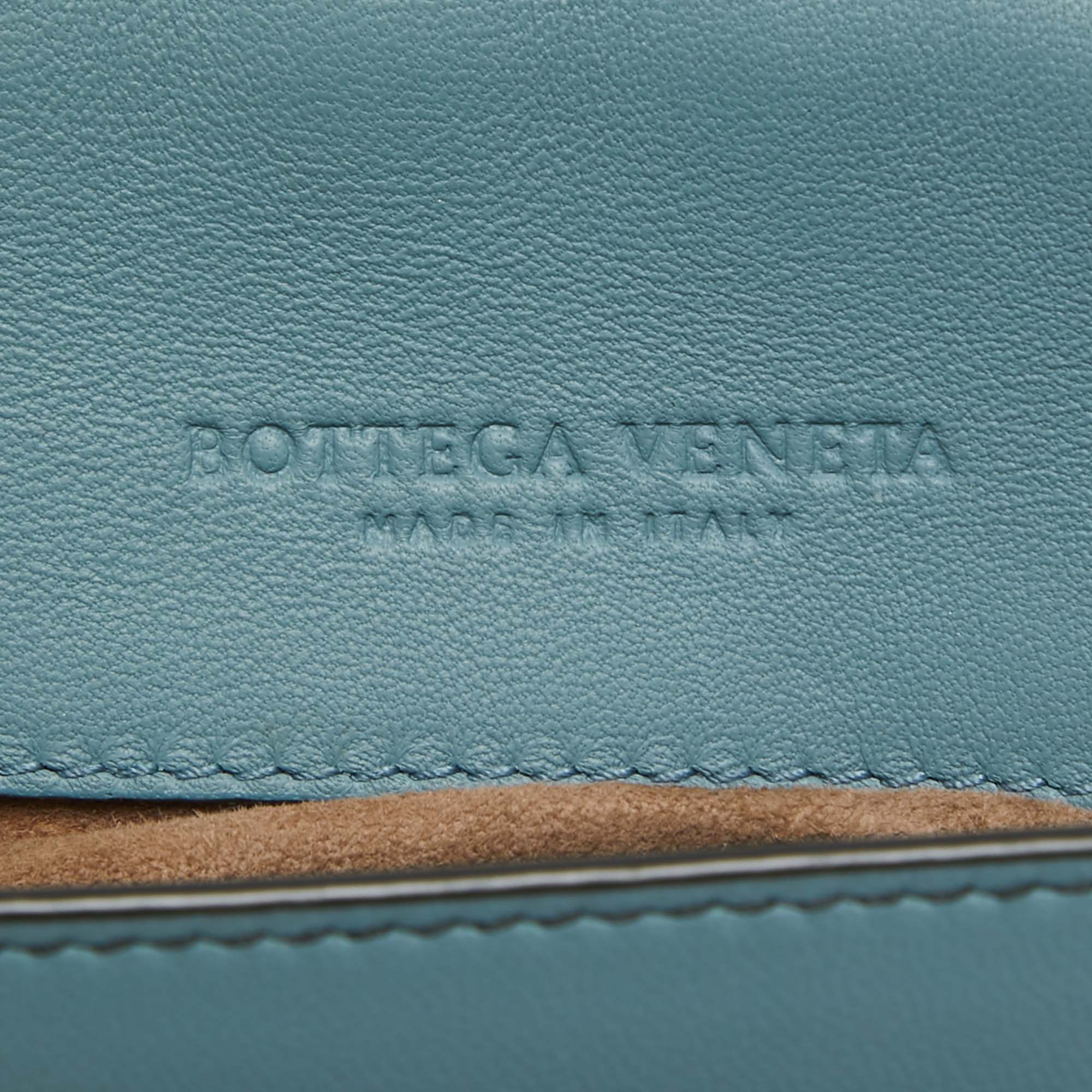 Bottega Veneta Stone Blue Intrecciato Leather Luna Shoulder Bag