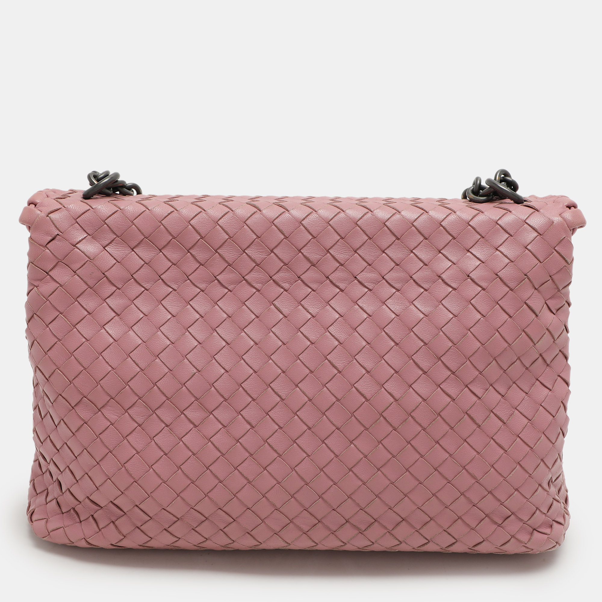 Bottega Veneta Pink Intrecciato Leather Medium Olimpia Flap Shoulder Bag