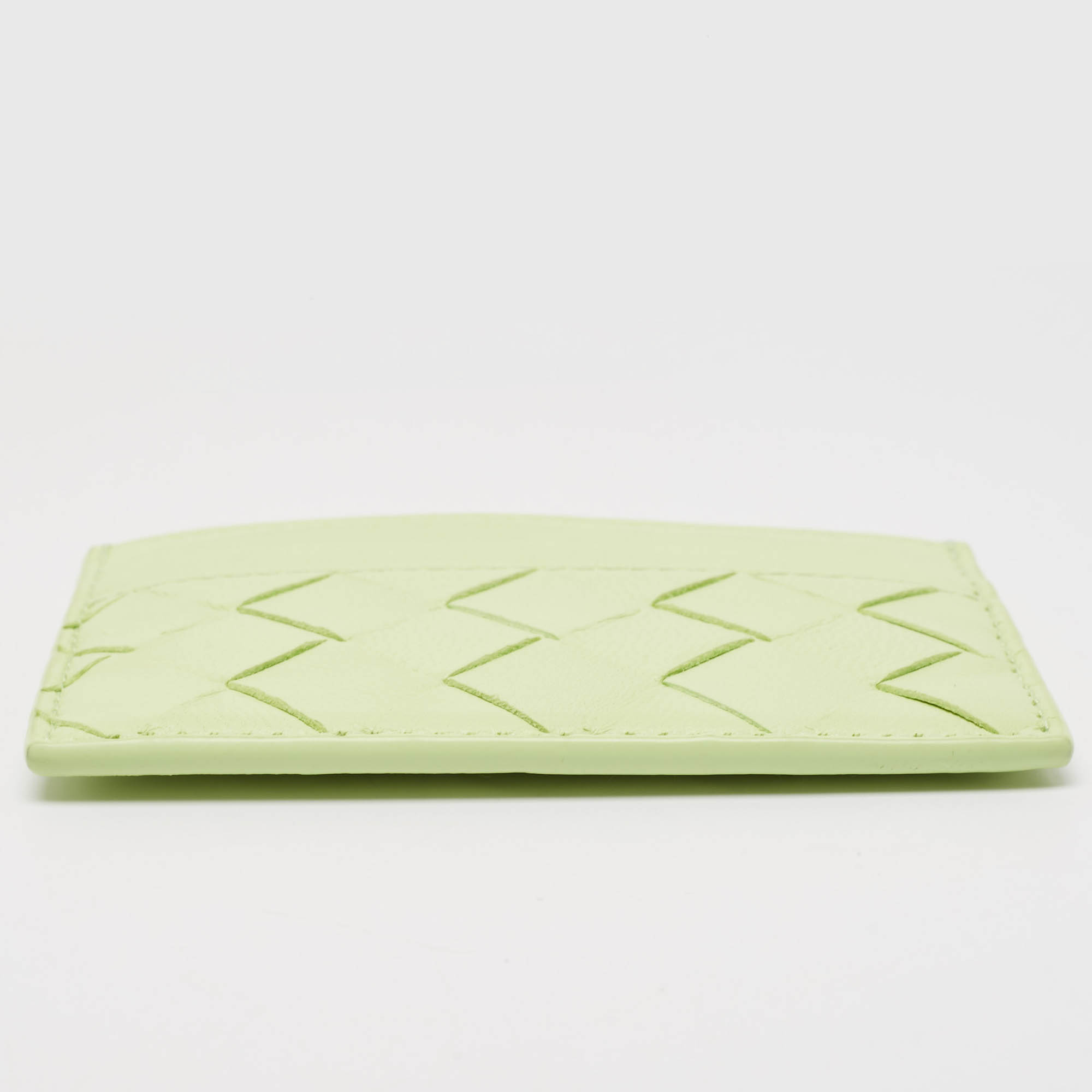 Bottega Veneta Light Green Intrecciato Leather Card Holder