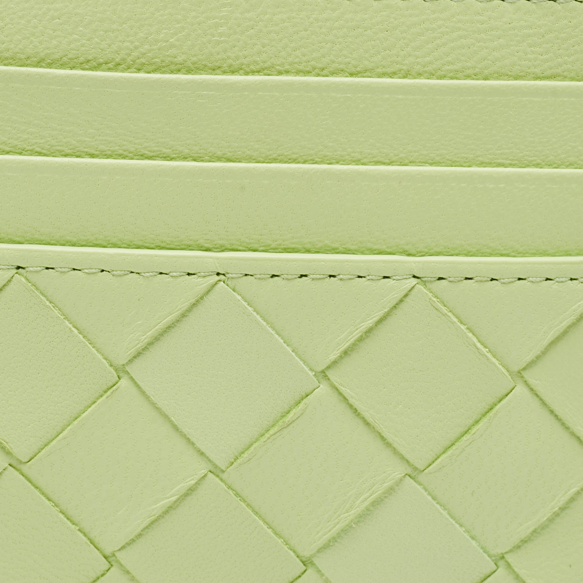 Bottega Veneta Light Green Intrecciato Leather Card Holder