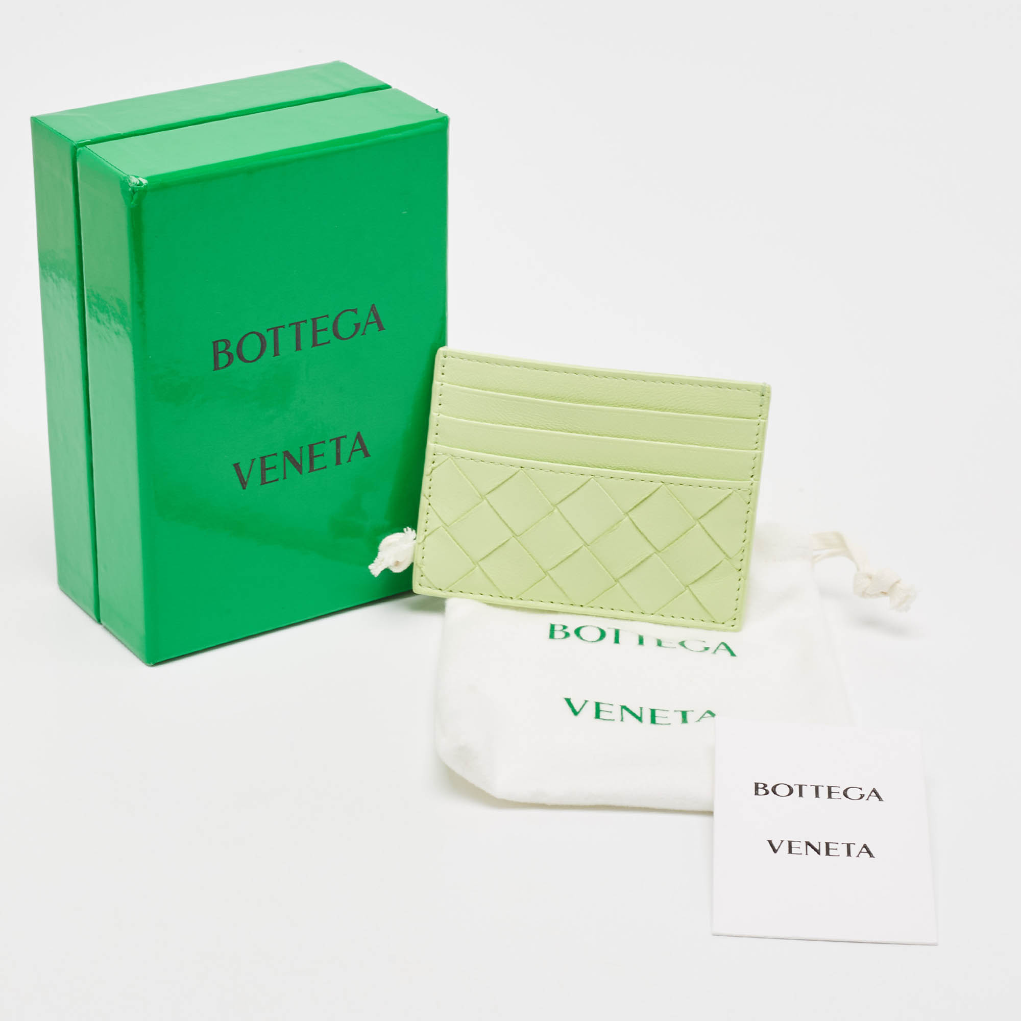 Bottega Veneta Light Green Intrecciato Leather Card Holder