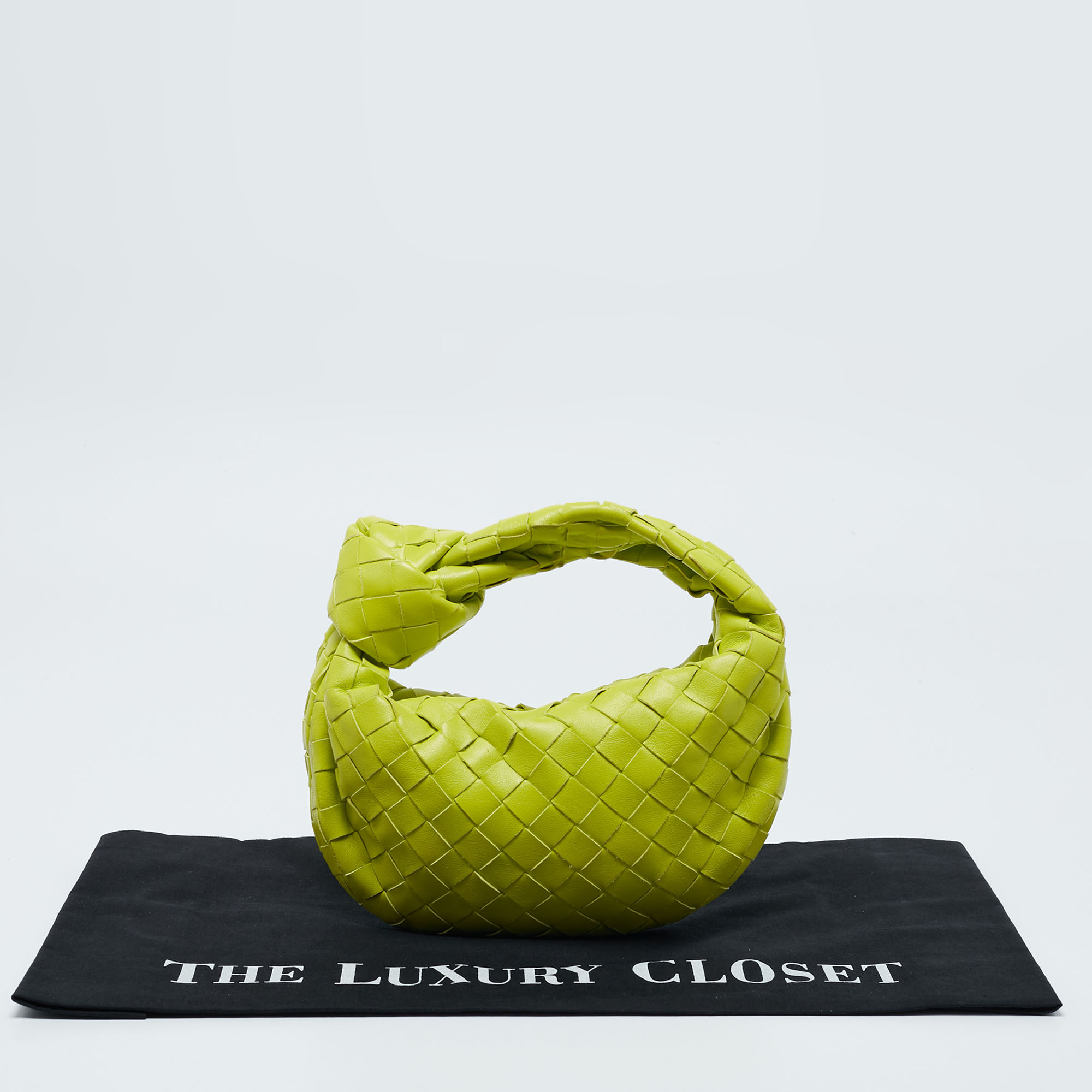 Bottega Veneta Lime Green Intrecciato Leather Mini Jodie Hobo