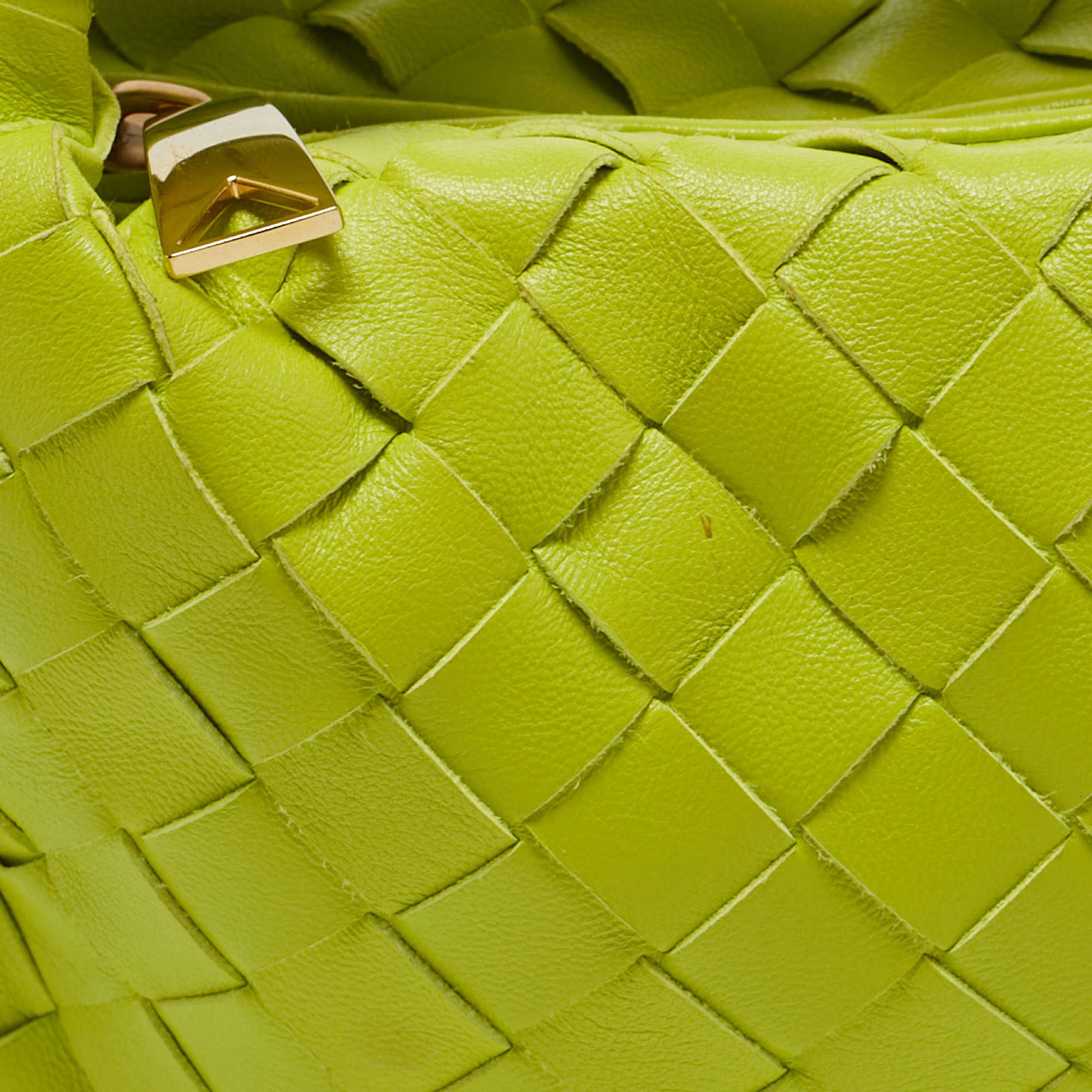 Bottega Veneta Lime Green Intrecciato Leather Mini Jodie Hobo