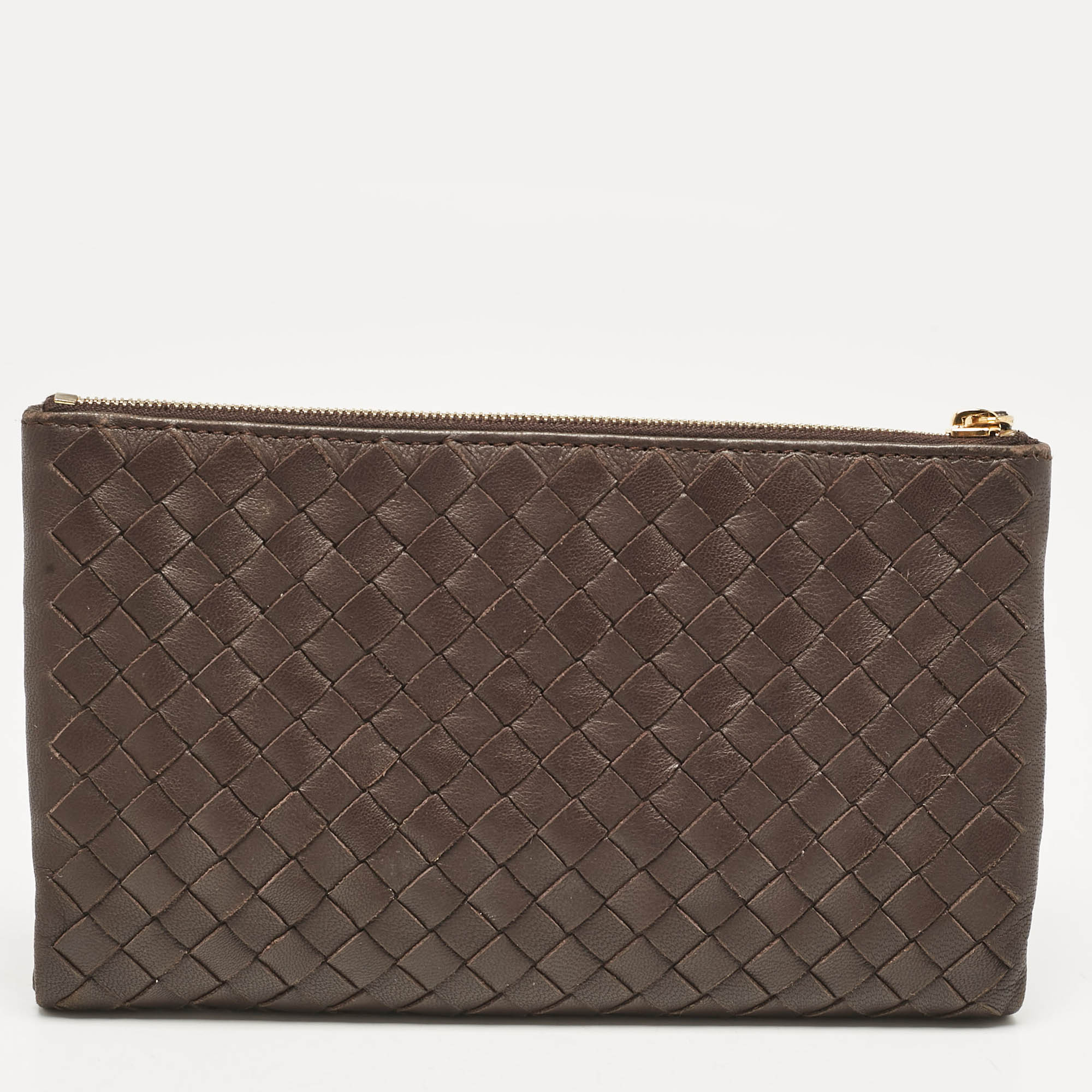 Bottega Veneta Brown Intrecciato Leather Bifold Zip Wallet