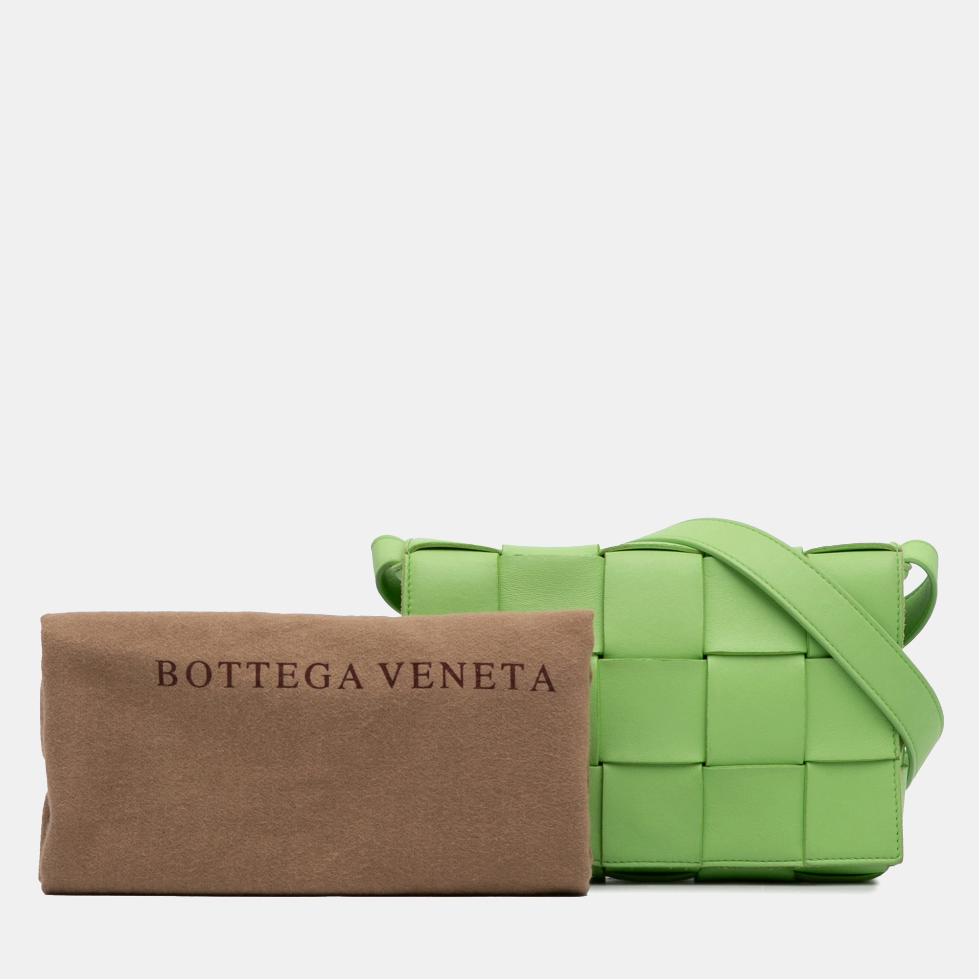 Bottega Veneta Green Leather Bottega Veneta Nappa Intrecciato Cassette Crossbody