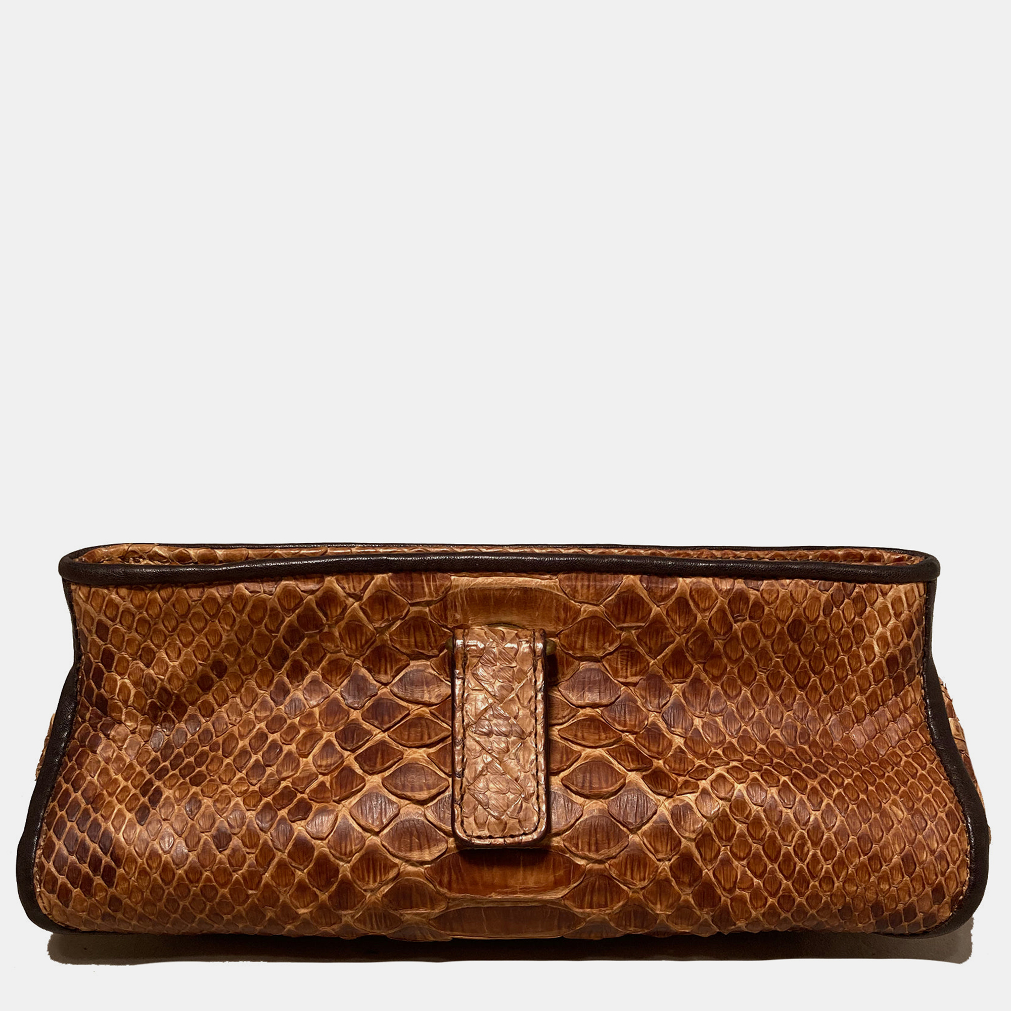 Bottega Veneta Tan Snakeskin Clutch