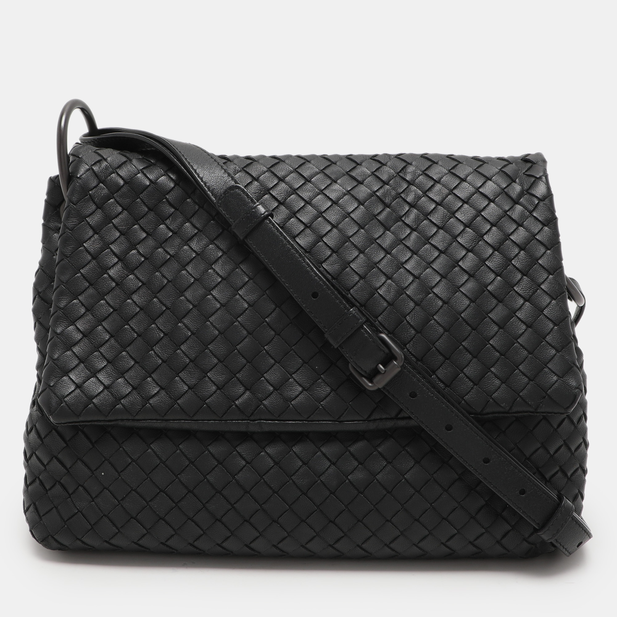 Bottega Veneta Black Intrecciato Leather Shoulder Bag
