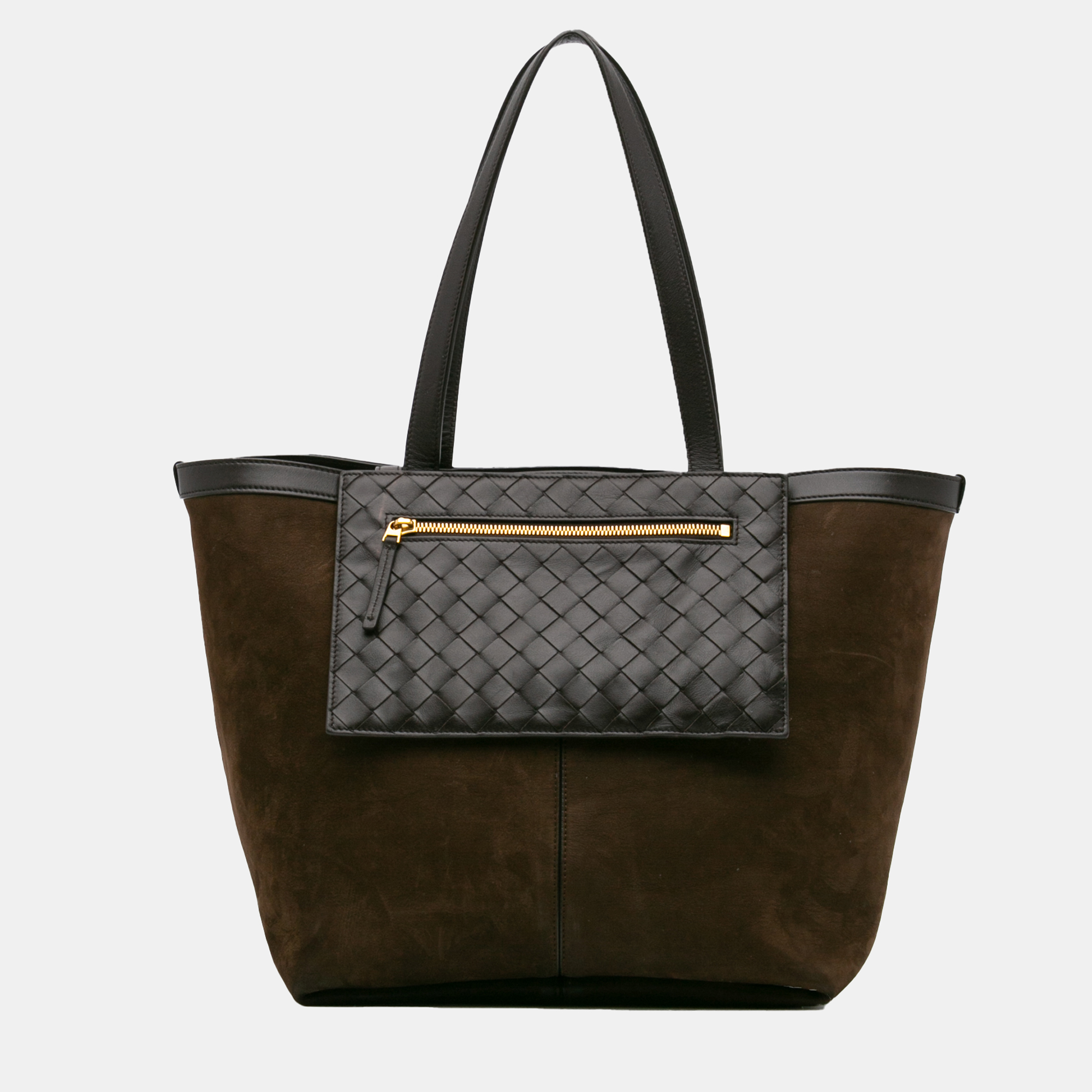 Bottega Veneta Brown Medium Suede and Nappa Intrecciato Flip Flap Tote
Bottega Veneta Brown Medium Suede and Nappa Intrecciato Flip Flap Tote