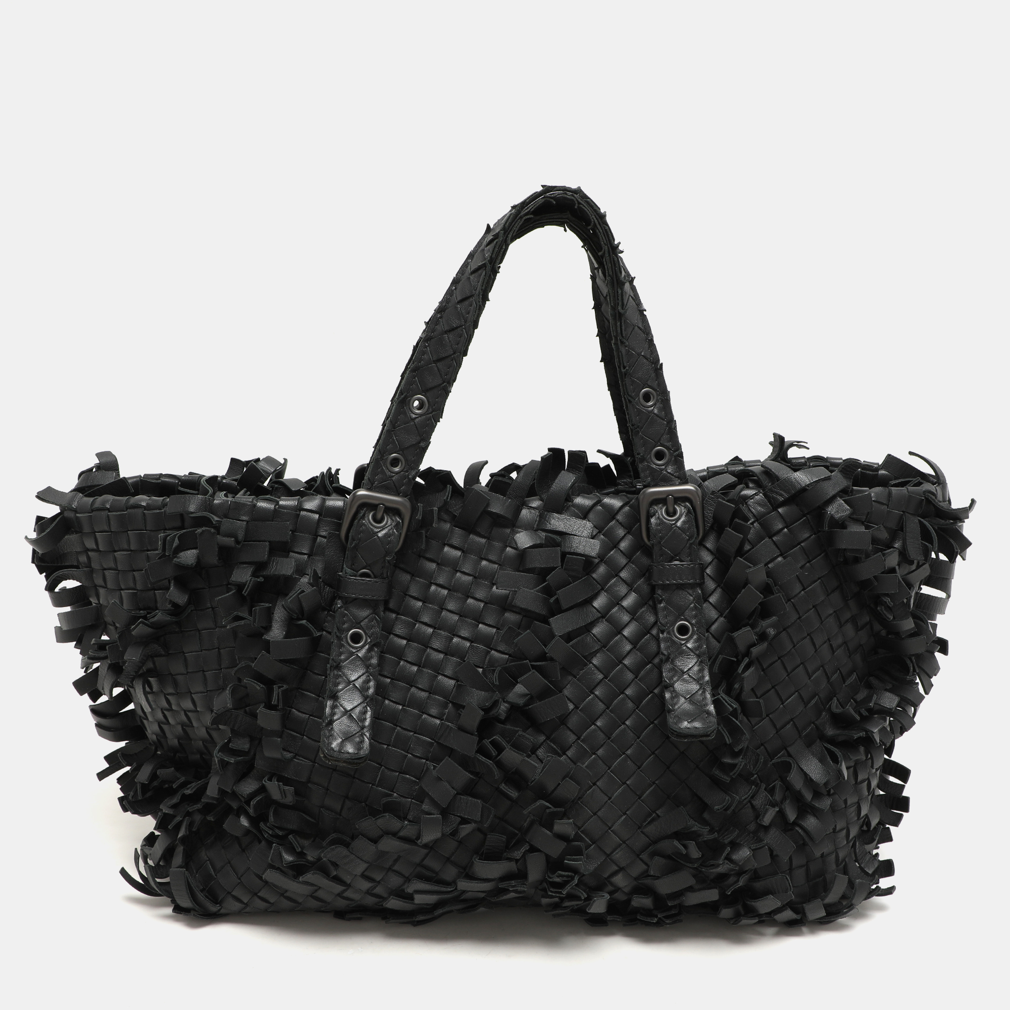Bottega Veneta Black Intrecciato Leather Fringe Patchwork Lido Tote
Bottega Veneta Black Intrecciato Leather Fringe Patchwork Lido Tote