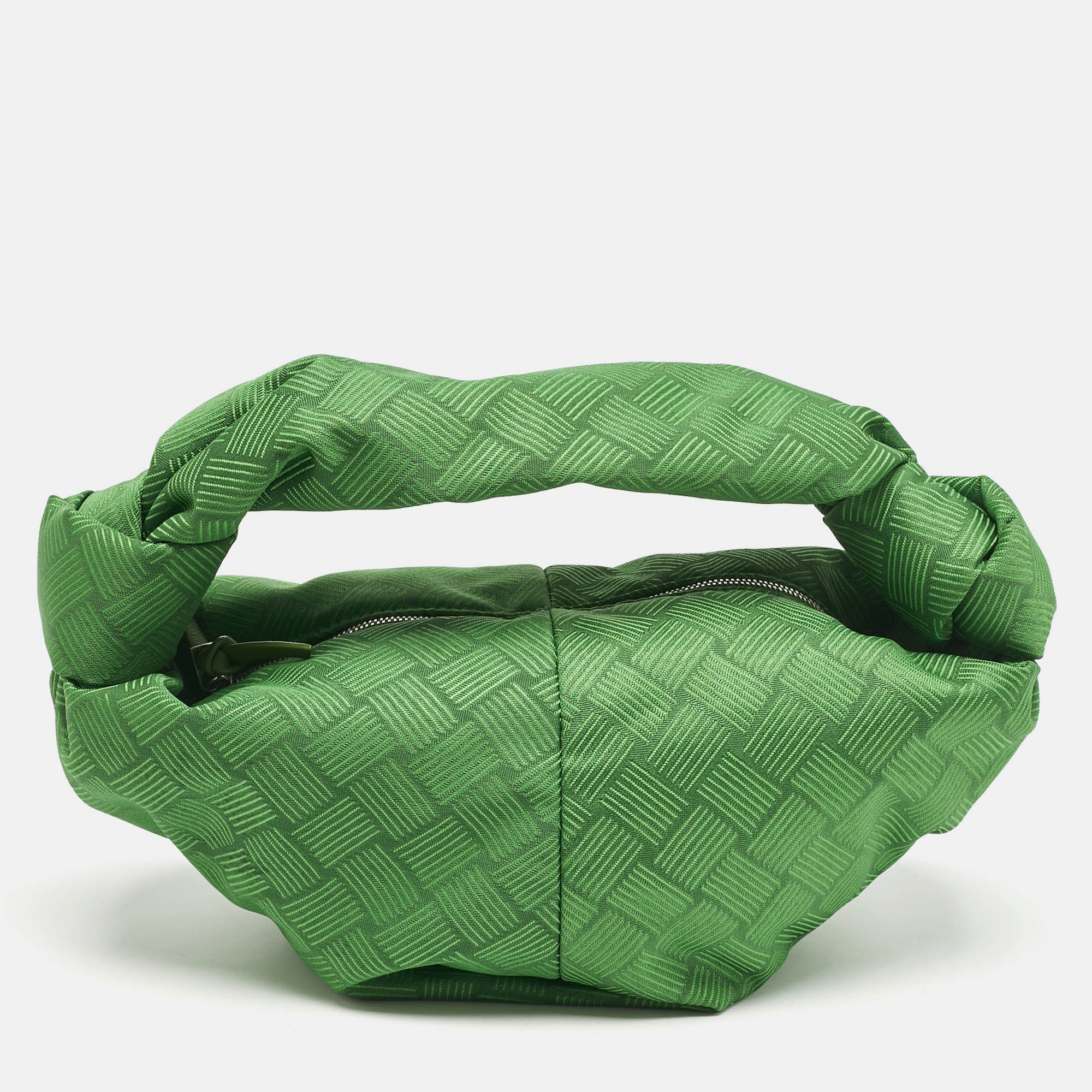 Bottega Veneta Green Intrecciato Print Fabric Mini BV Jodie Hobo
Bottega Veneta Green Intrecciato Print Fabric Mini BV Jodie Hobo