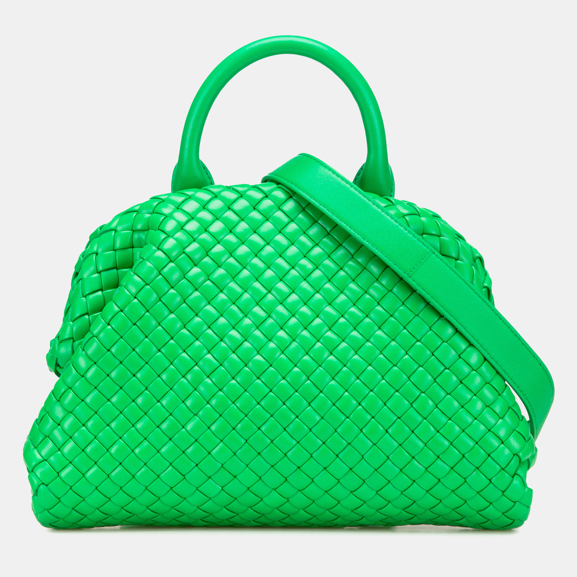 Bottega Veneta Green Small Nappa Intrecciato Top Handle Satchel
Bottega Veneta Green Small Nappa Intrecciato Top Handle Satchel