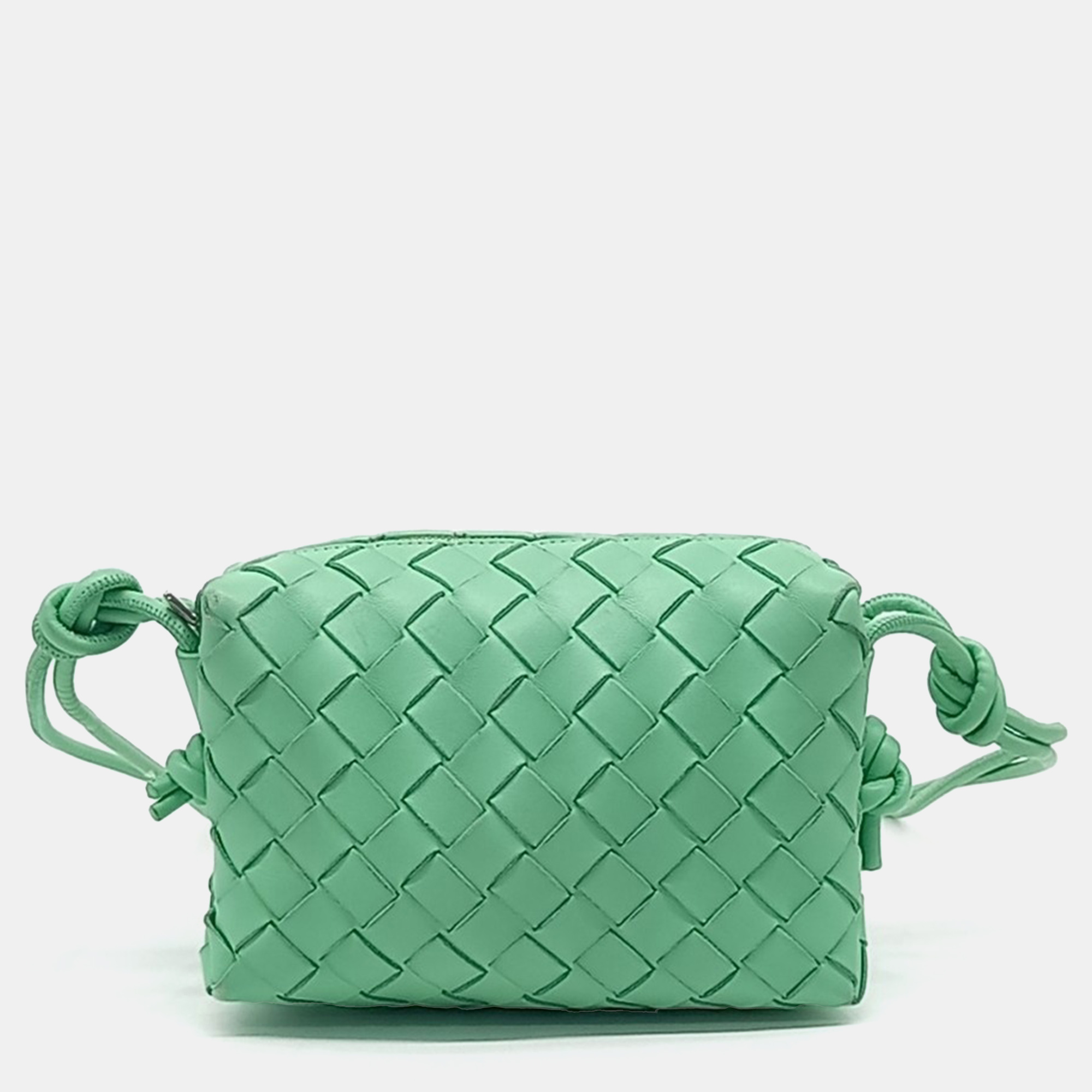 Bottega Veneta Green Leather Mini Loop Camera Bag