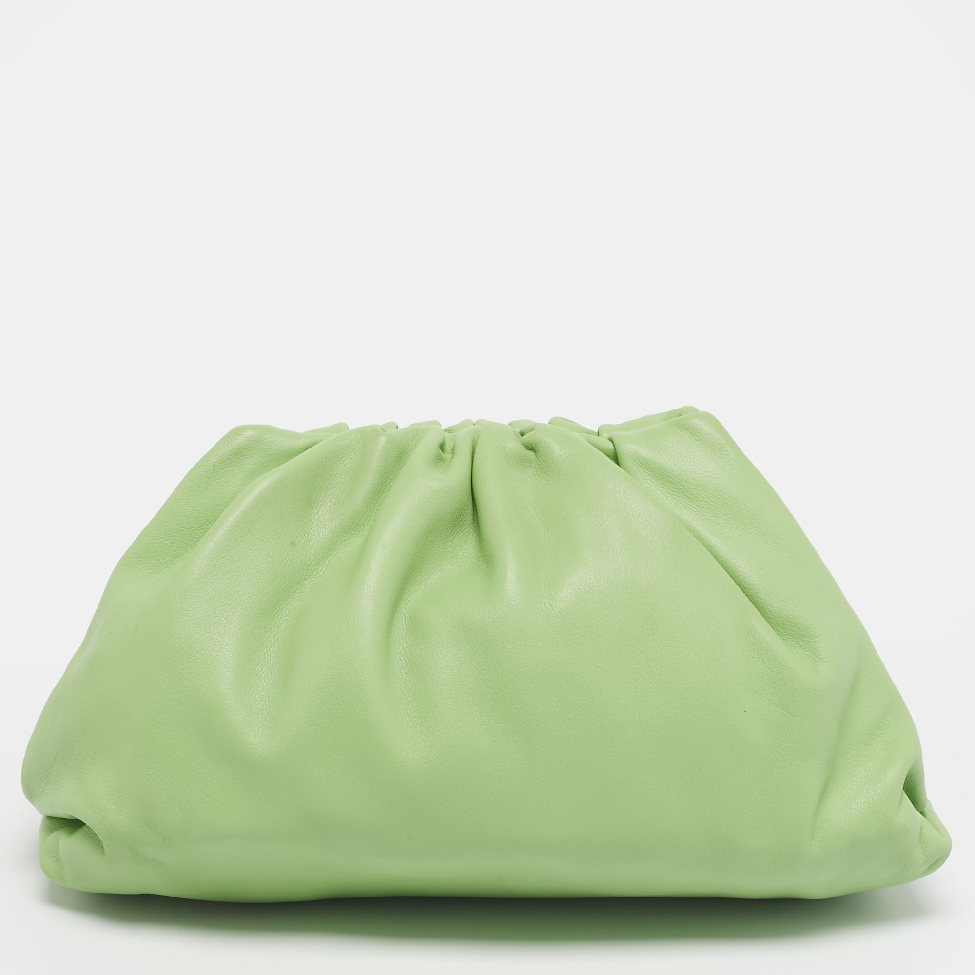 Bottega Veneta Light Green Leather The Pouch Clutch 
Bottega Veneta Light Green Leather The Pouch Clutch