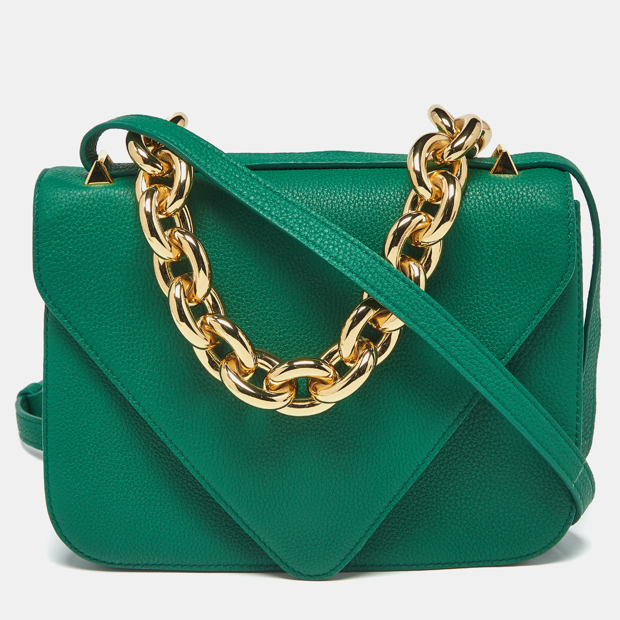 Bottega Veneta Mount Envelope Green Leather Top Handle Bag
Bottega Veneta Mount Envelope Green Leather Top Handle Bag