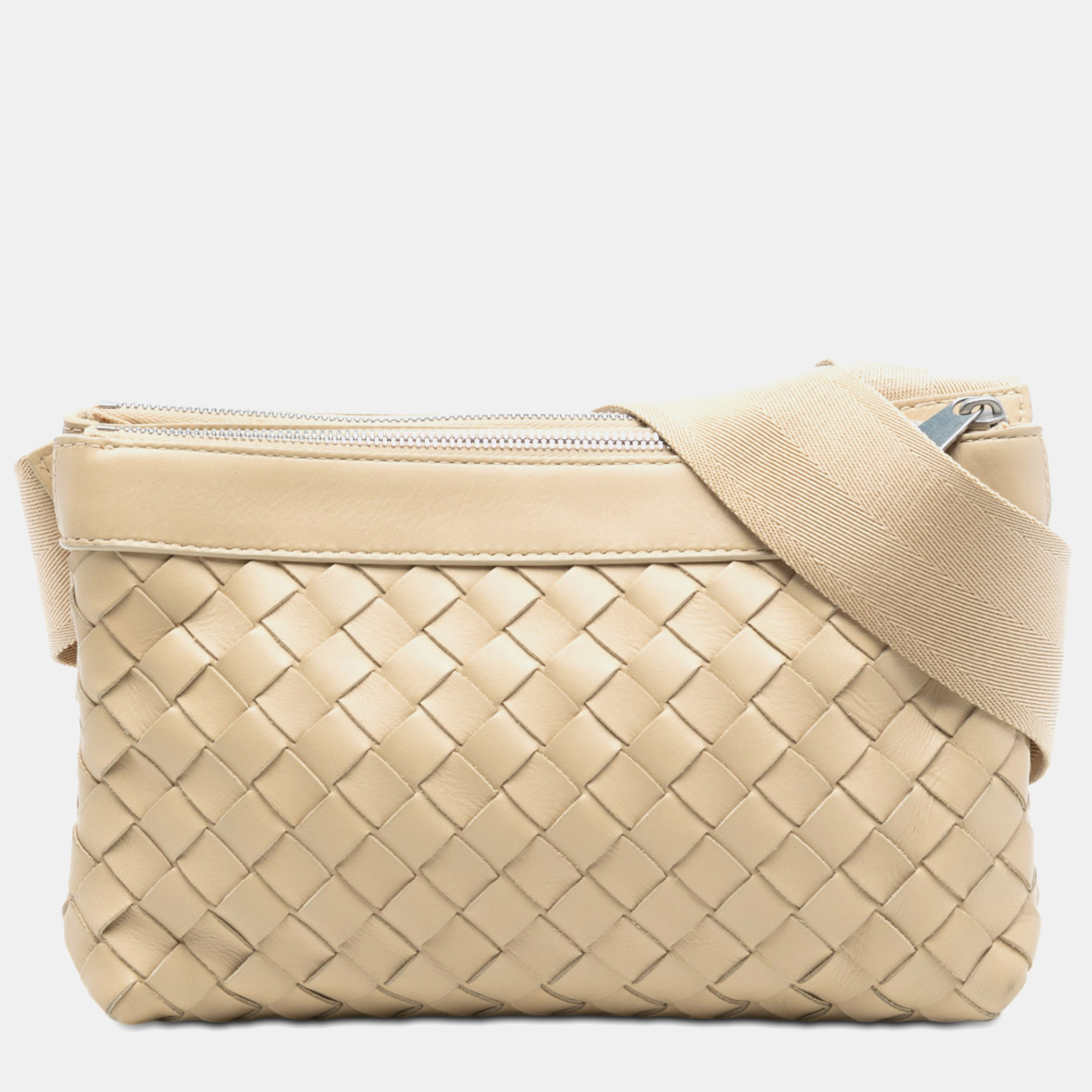 Bottega Veneta Brown Nappa Intrecciato Double Zip Crossbody
Bottega Veneta Brown Nappa Intrecciato Double Zip Crossbody