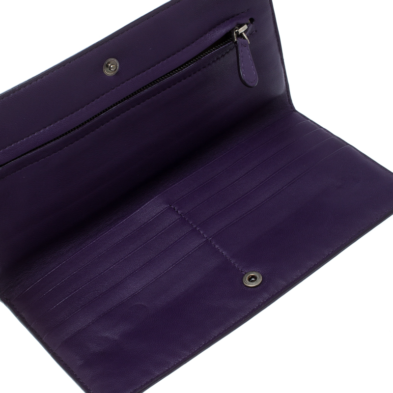 

Bottega Veneta Purple Crocodile Bi Fold Continental Wallet