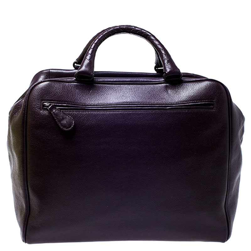 Image of Bottega Veneta Purple Leather Madras Heritage Brera Duffle Bag